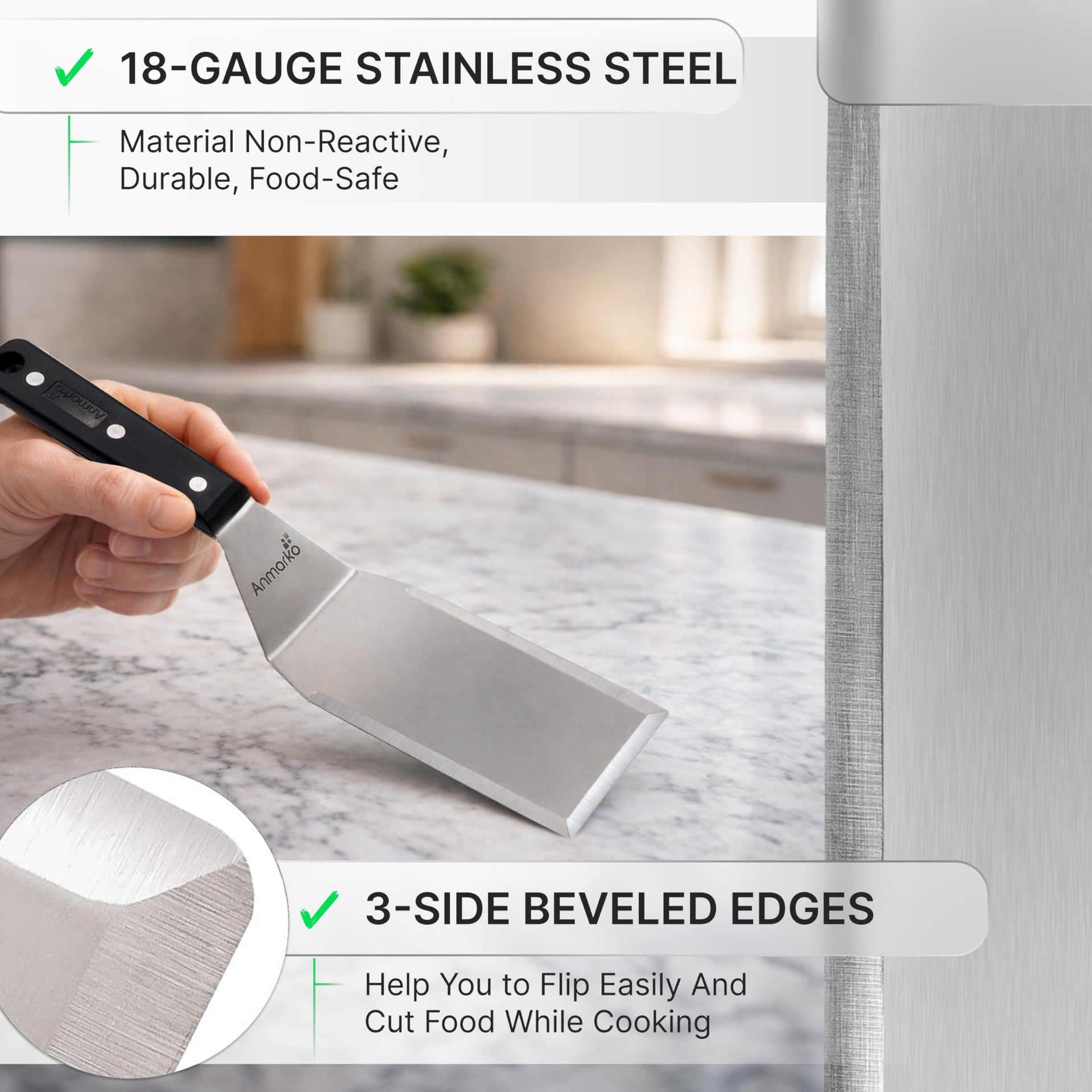 Stainless Steel Spatula Set (3 Count)
