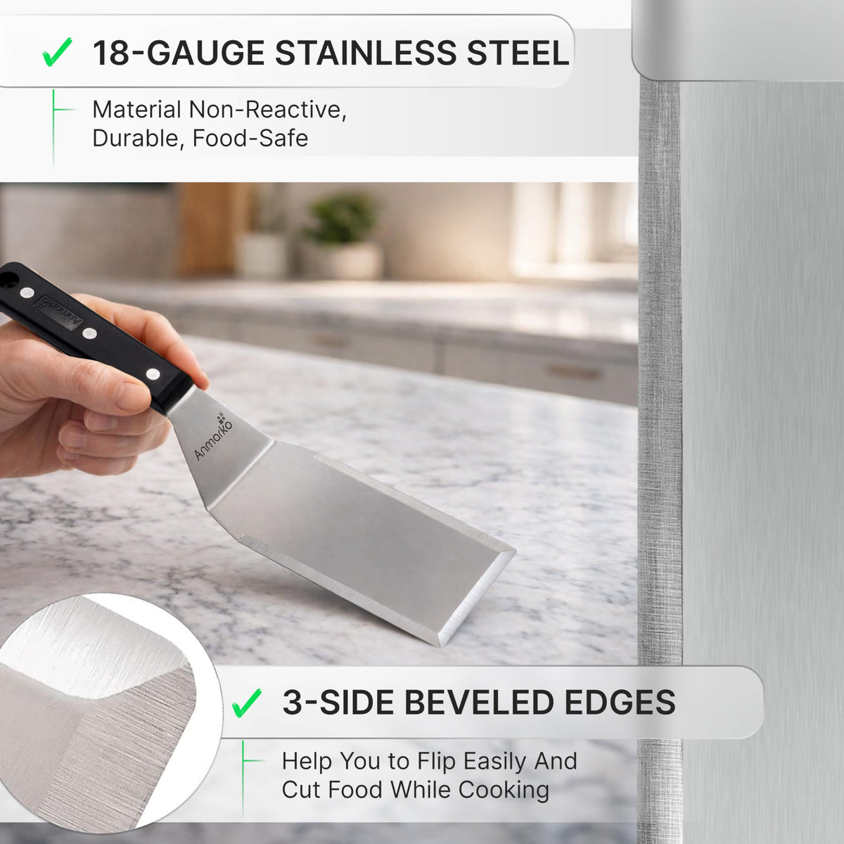 Stainless Steel Spatula Set (3 Count)
