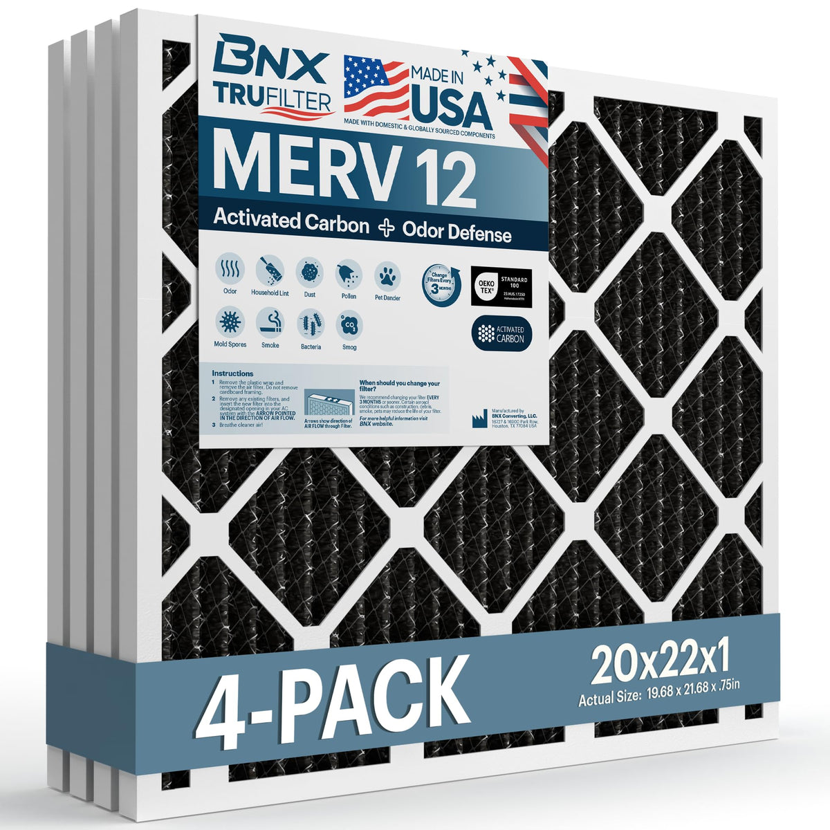 TruFilter 20x22x1 MERV 12 Odor Defense (4 Count)