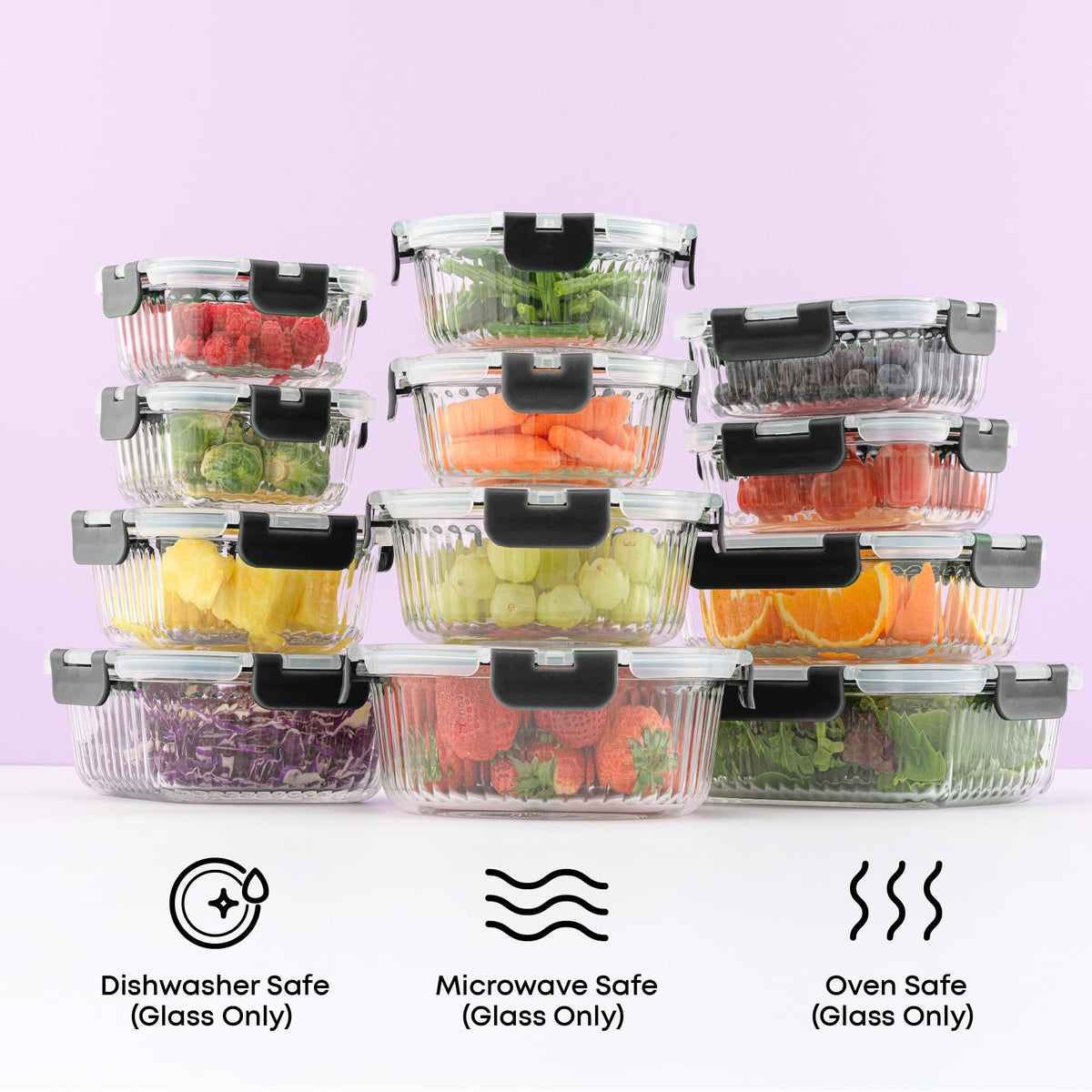 24pc Borosilicate Glass Storage Containers with Lids (24 Count)