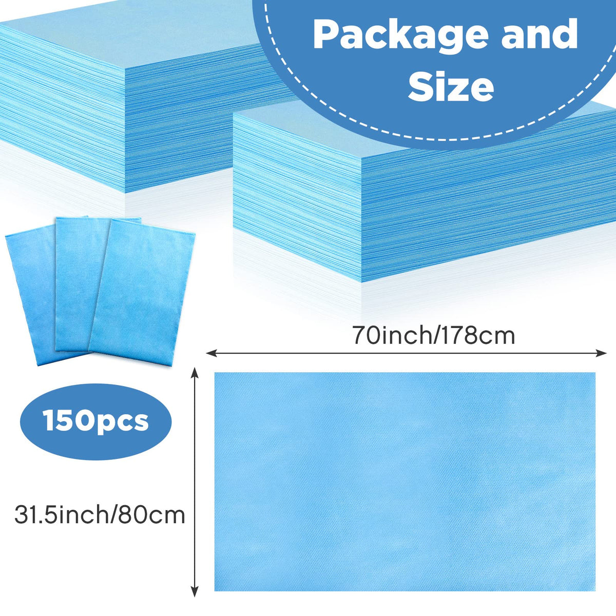 150 Pieces Disposable Massage Table Sheets 31" x 70" Waterproof Bed Sheets Non Woven Bed Cover for Massage Table Beauty Salons Tatto Spa Hotels