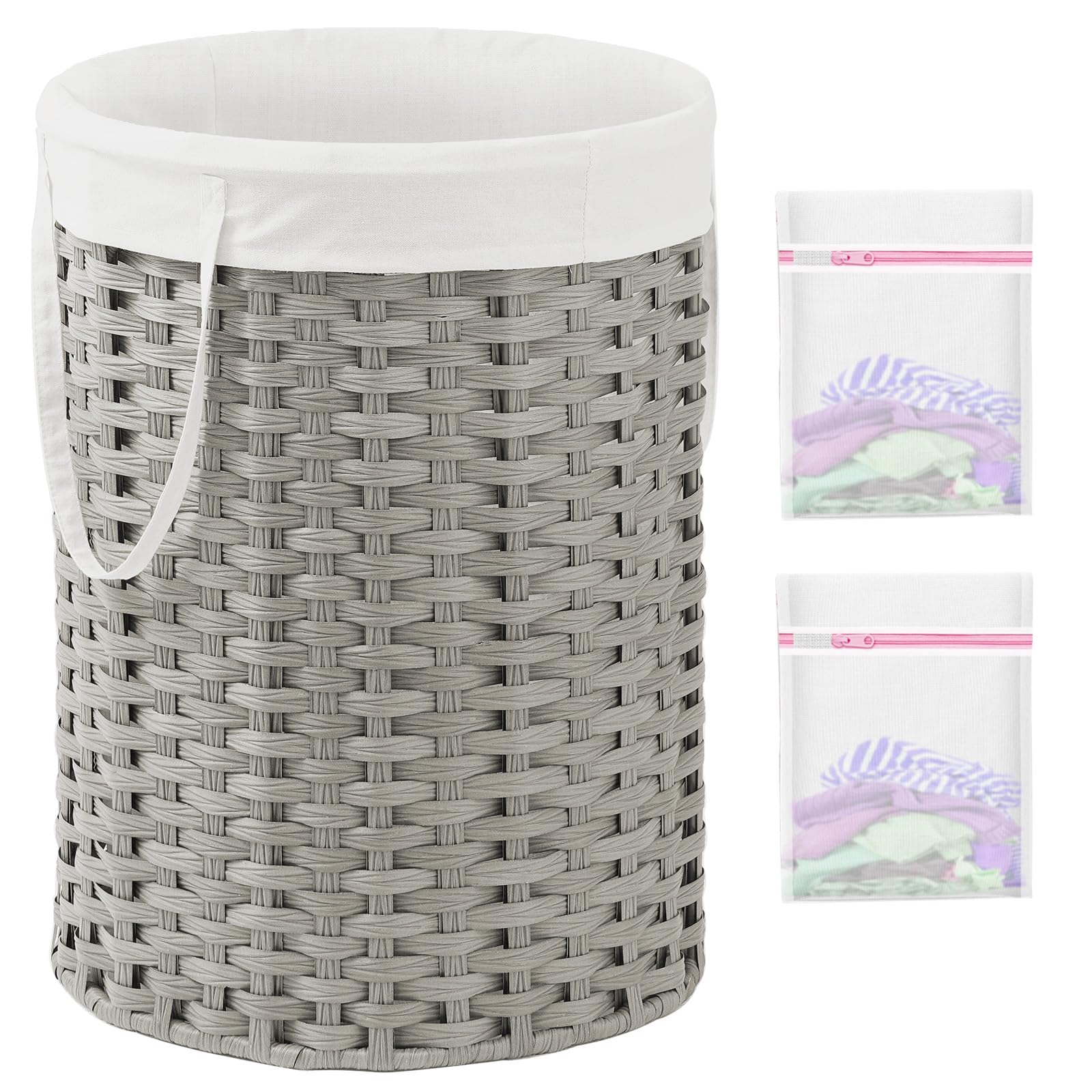 Laundry Basket Round PE Rattan Laundry Hamper