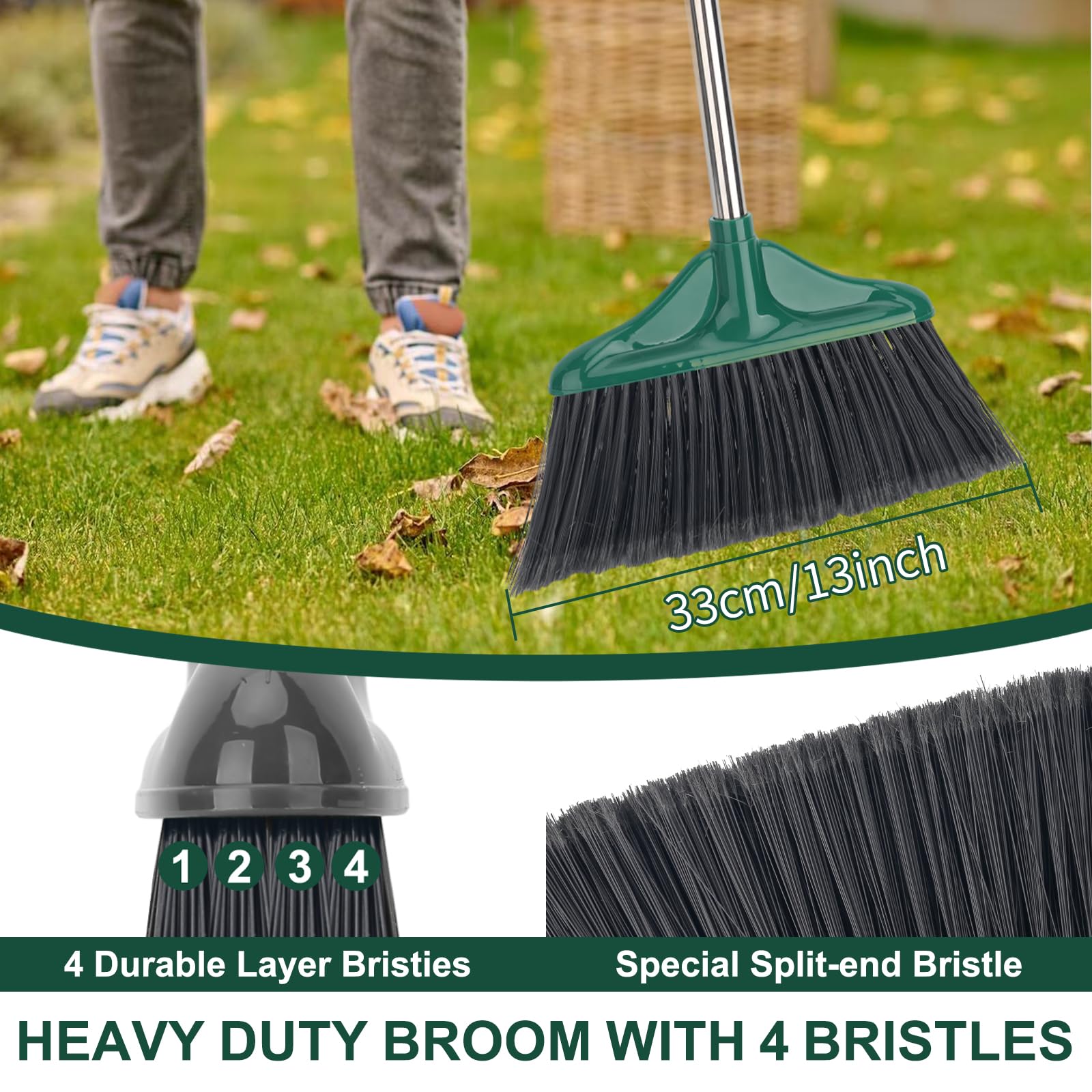 4 PCS Heavy Duty Broom Outdoor (4 Count)