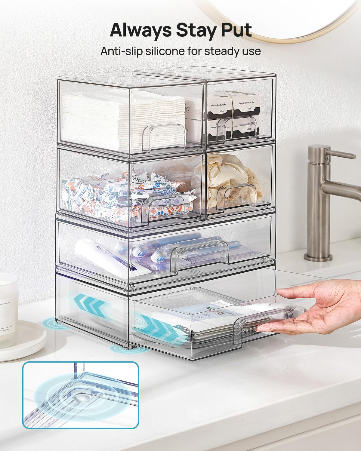 Clear Stackable Storage Drawers Set of 5 (5 Count)