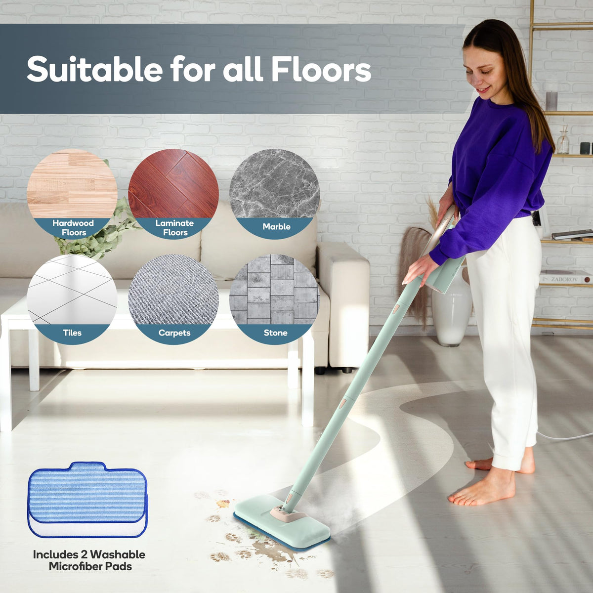 Steam Mop & Detachable Handheld Cleaner
