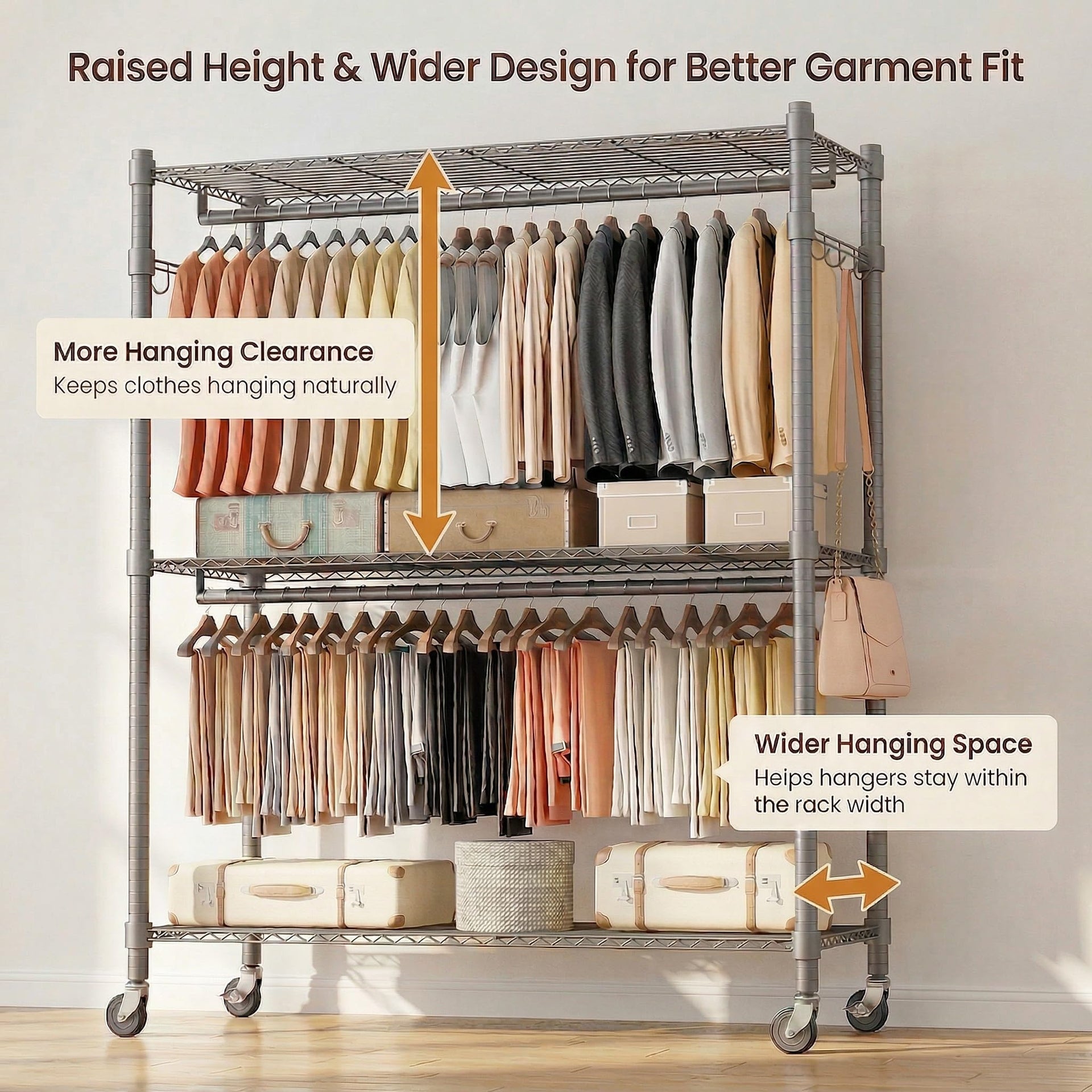Rolling Clothes Rack Heavy Duty