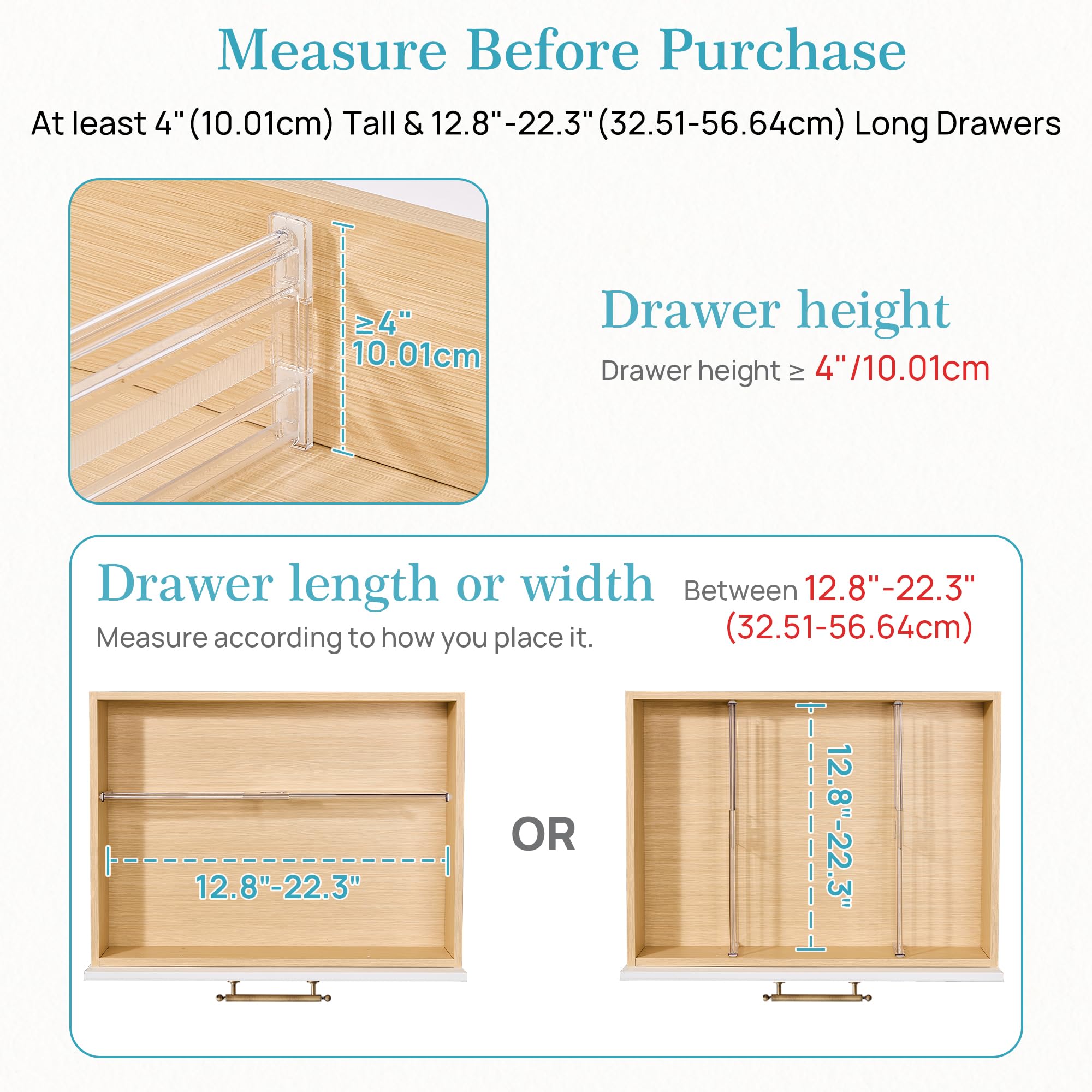 4" Regular Upgrade Drawer Dividers for Clothes (8 Count)