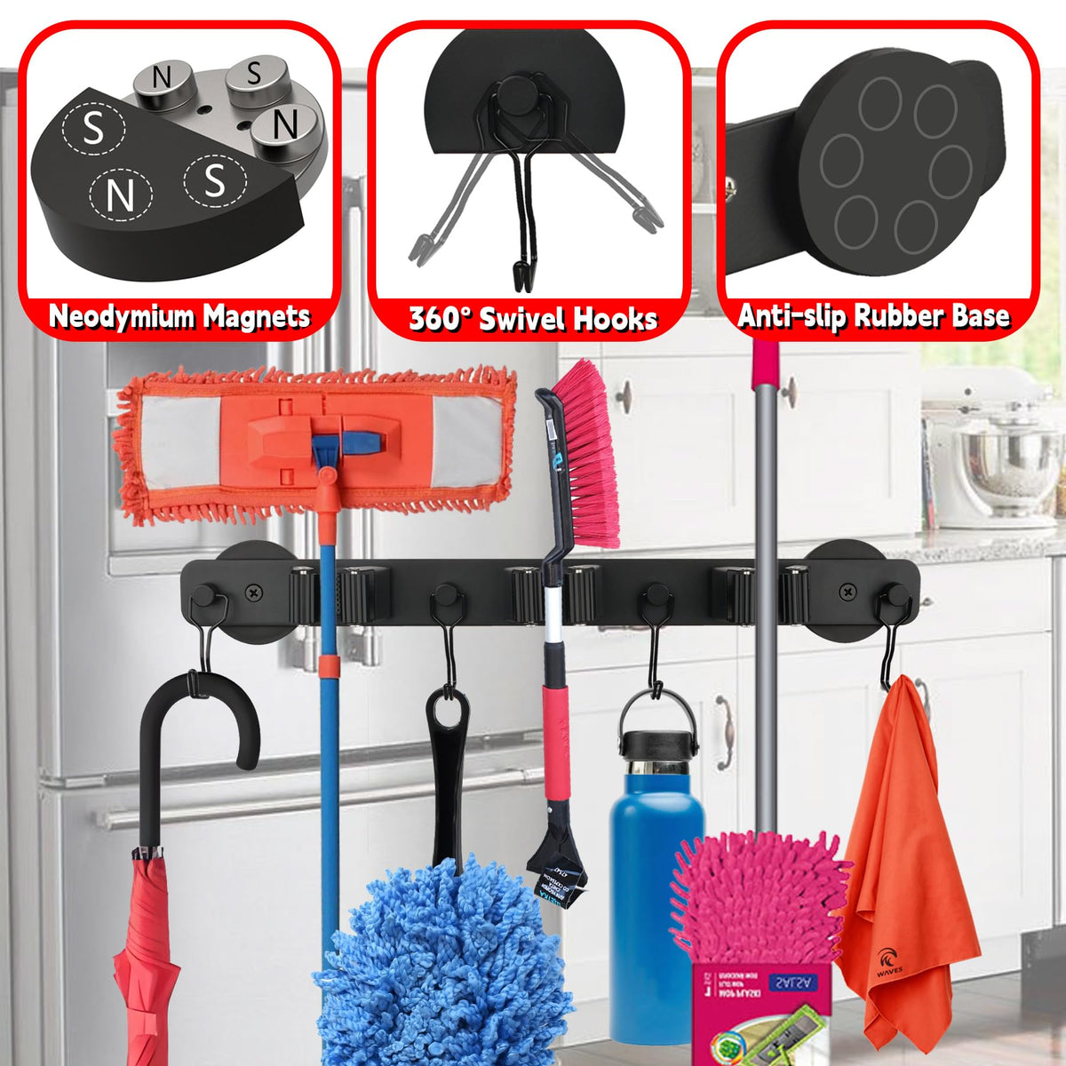 Magnetic Mop Broom Holder