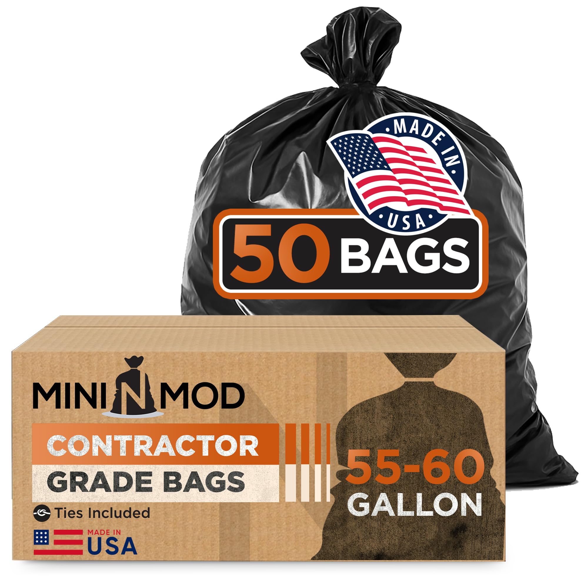 Contractor Garbage Bags 55 Gallon Heavy Duty (50 Count)