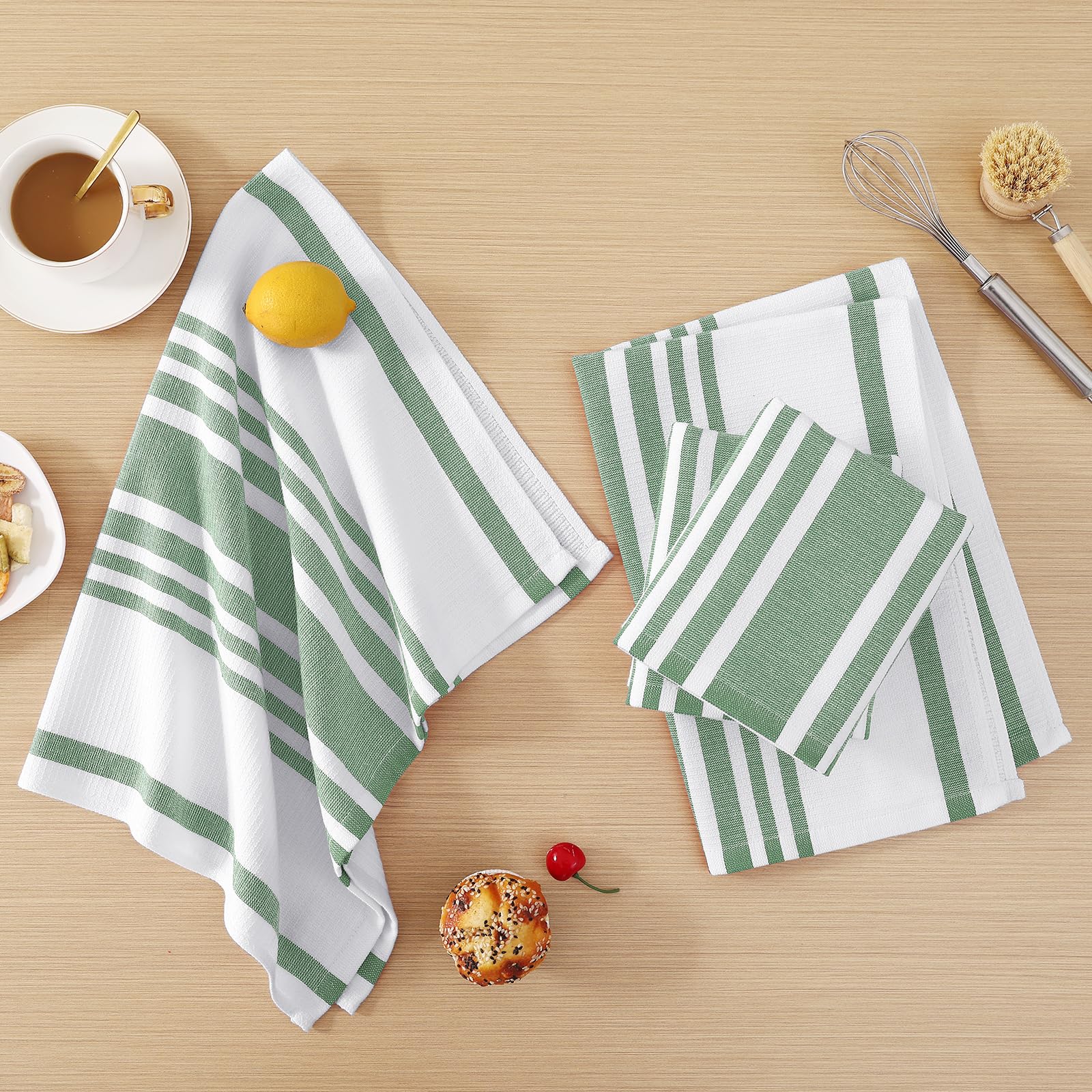 Premium Cotton Stripe Kitchen Towels 8 Pack (8 Count)