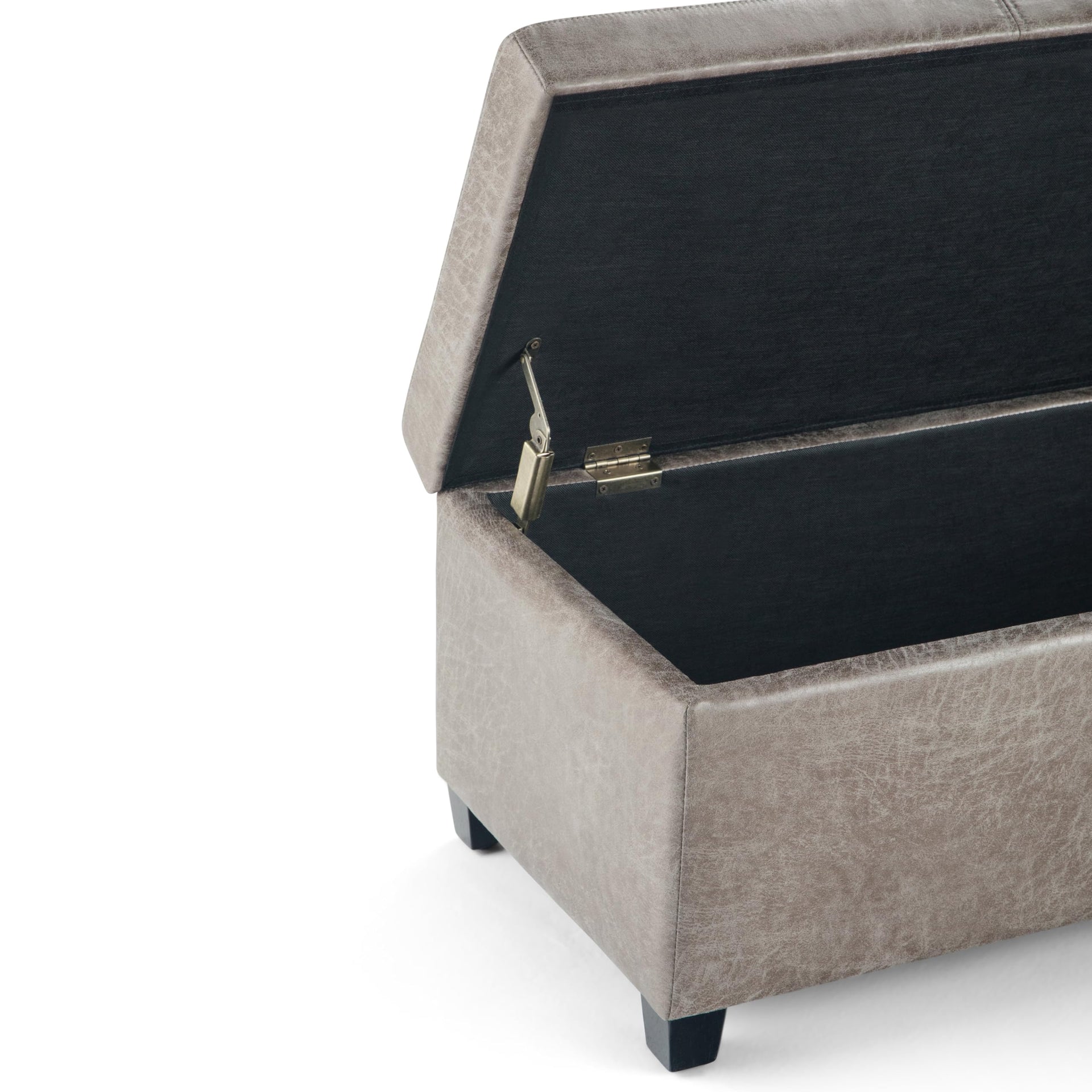 Avalon 48" Wide Linen Look Fabric Storage Ottoman in Cloud Grey