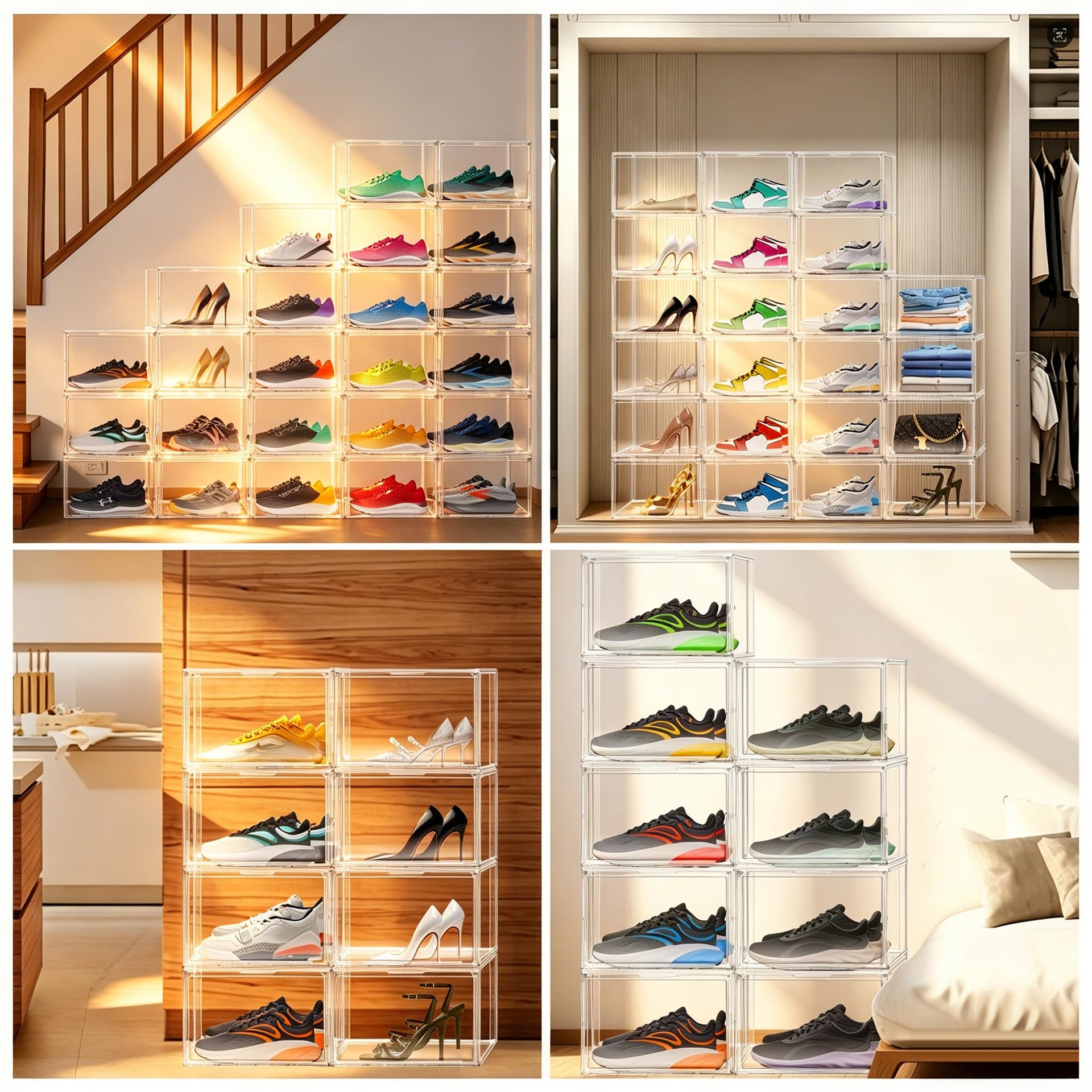 10 Pack Clear Acrylic Shoe Sneaker Boxes Fits Size 13 (10 Count)