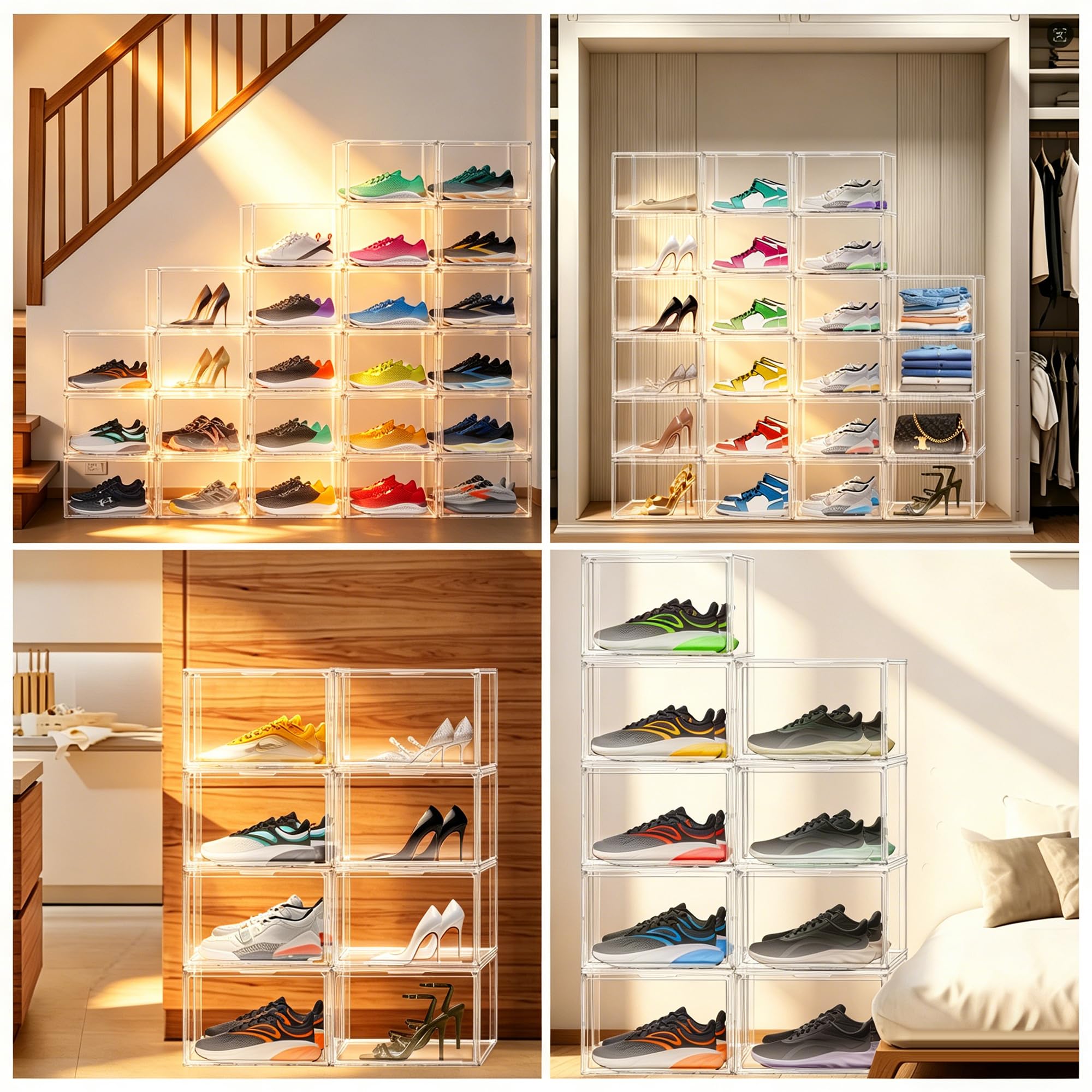10 Pack Clear Acrylic Shoe Sneaker Boxes Fits Size 13 (10 Count)