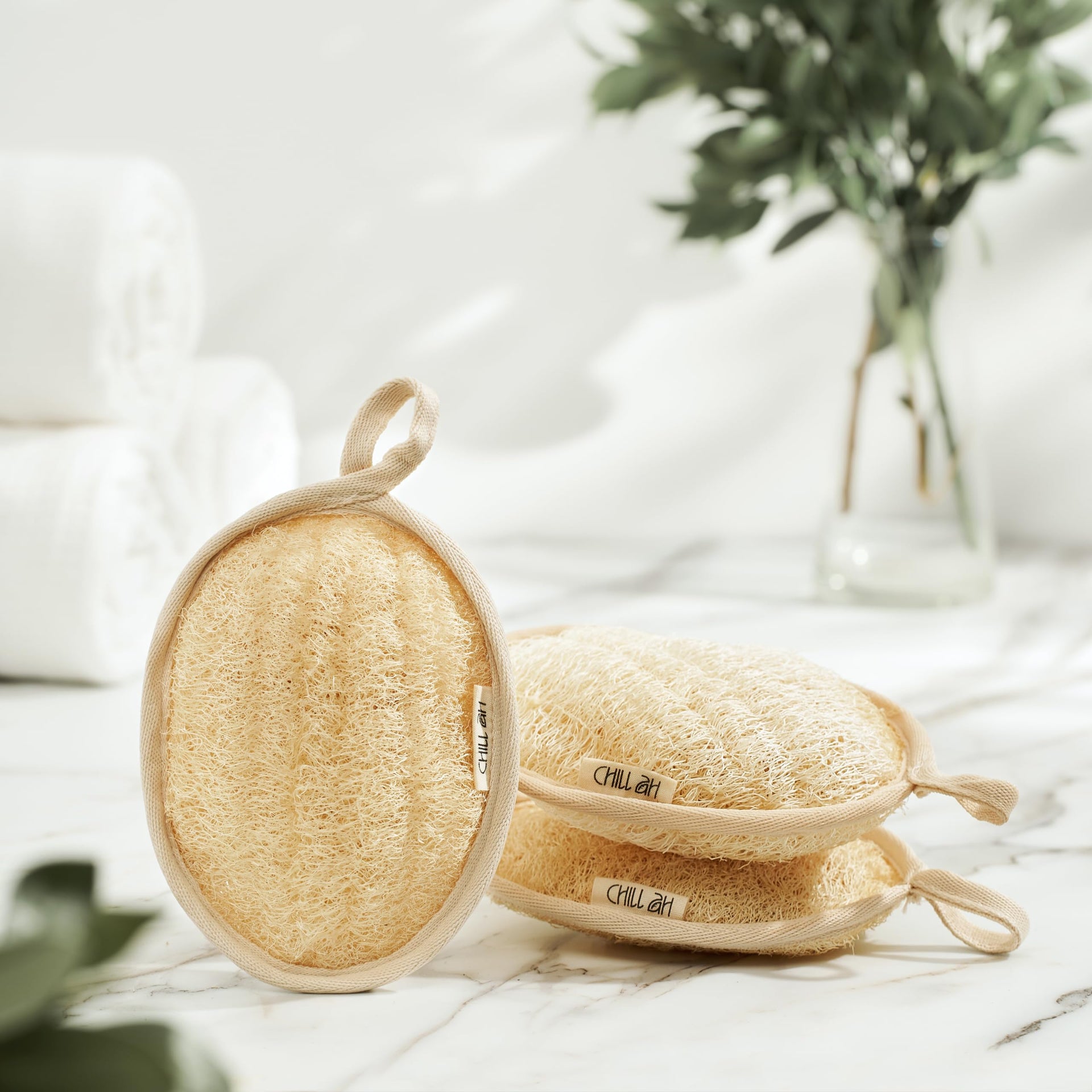 Green Glow All Natural Exfoliator Dual Sided Loofah Bath Sponge Set (2 Count)