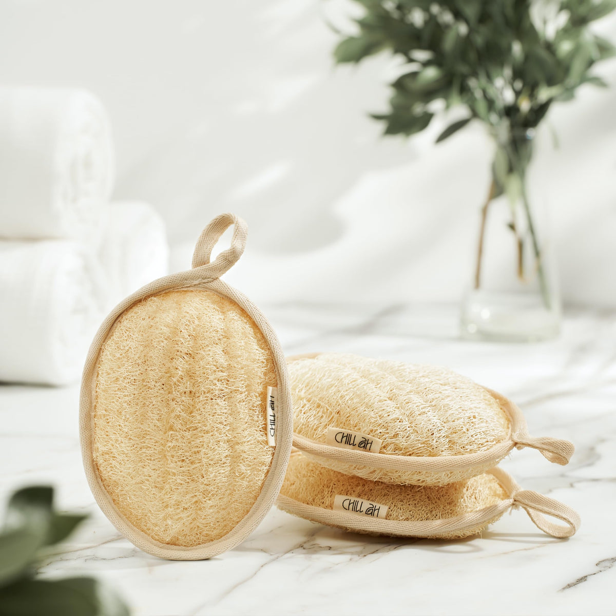 Green Glow All Natural Exfoliator Dual Sided Loofah Bath Sponge Set (2 Count)