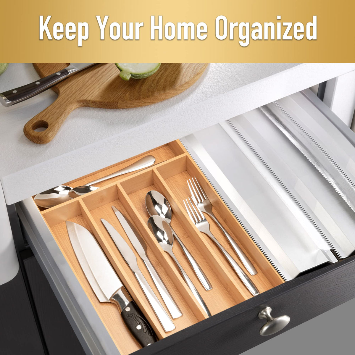 Silverware Organizer Bamboo Kitchen Drawer Organizer Utensil Organizer Silverware Holder Cutlery Organizer in drawer Flatware Organizer Tray