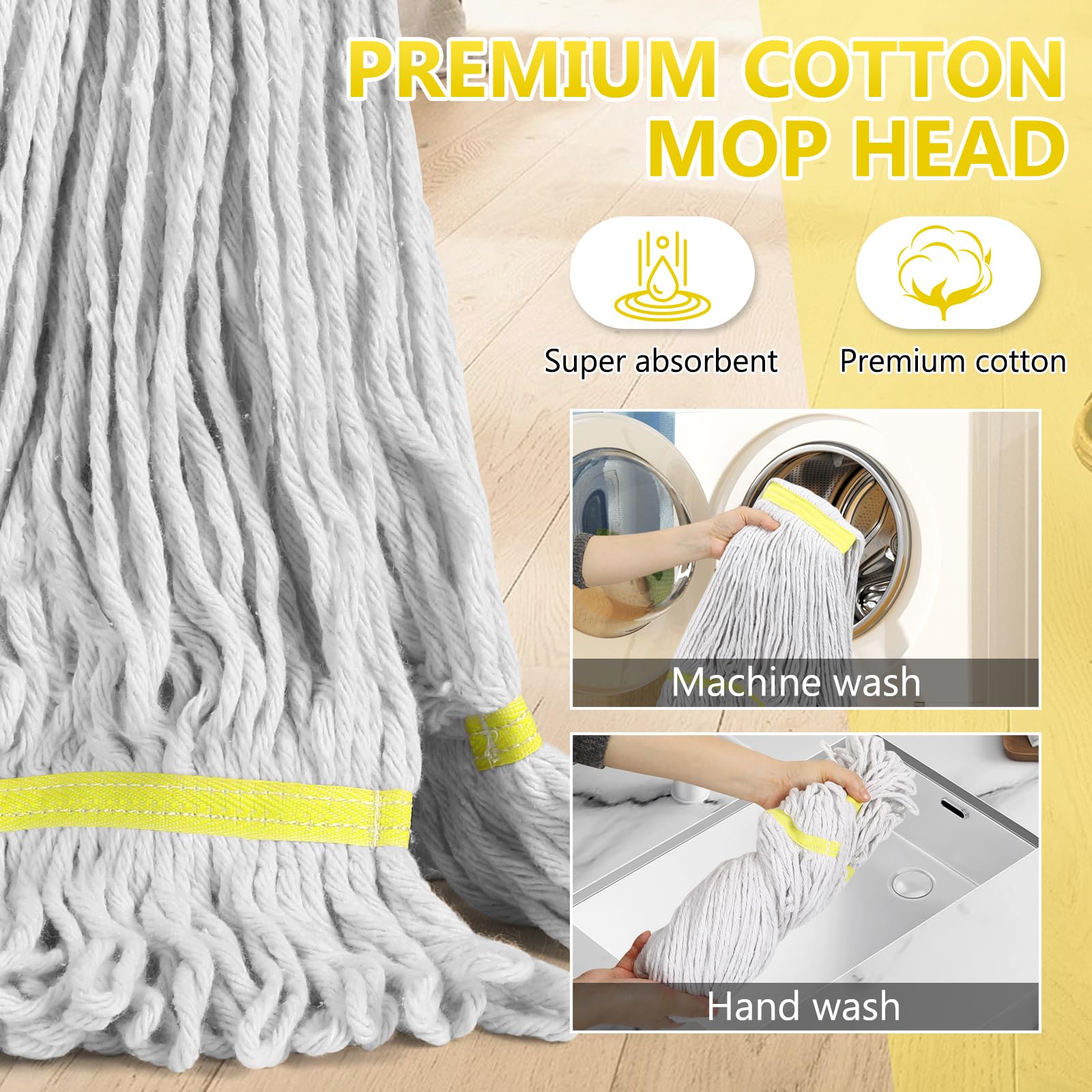 Heavy Duty Commercial Industrial Cotton Mop with Long Handle