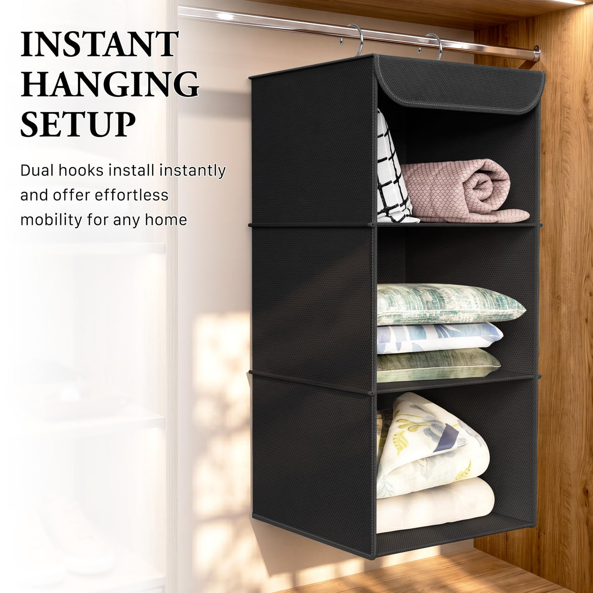 3 Shelf Hanging Closet Organizer