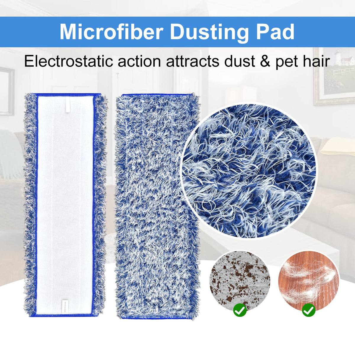 8 Pack Microfiber Cleaning Pad for Bona Mop Hardwood & Hard Surface Floors Dry and Wet Floor Cleaning (8 Count)
