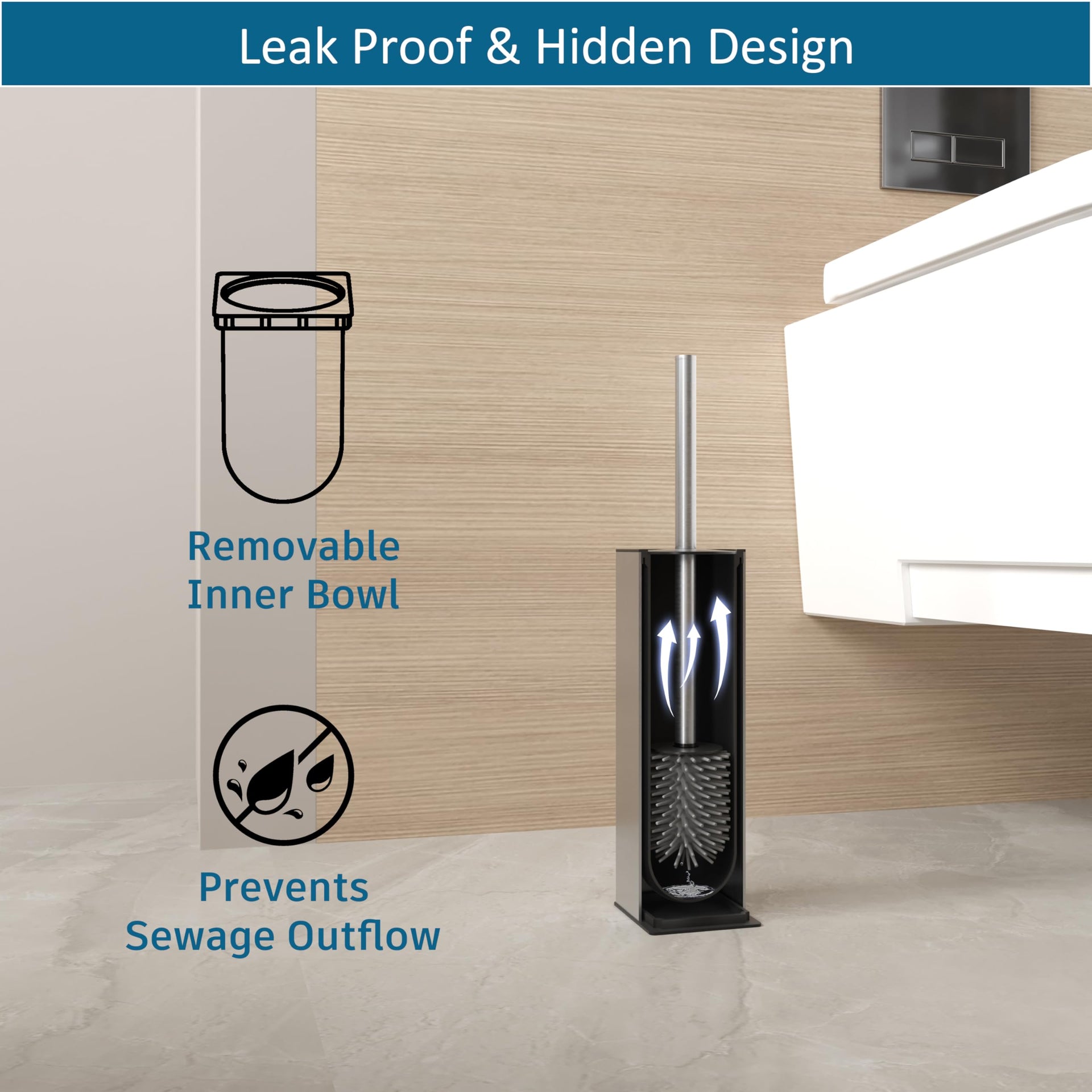 Toilet Brush and Holder Set Brushed Nickel Toilet Bowl Cleaner Brush Freestanding for Bathroom