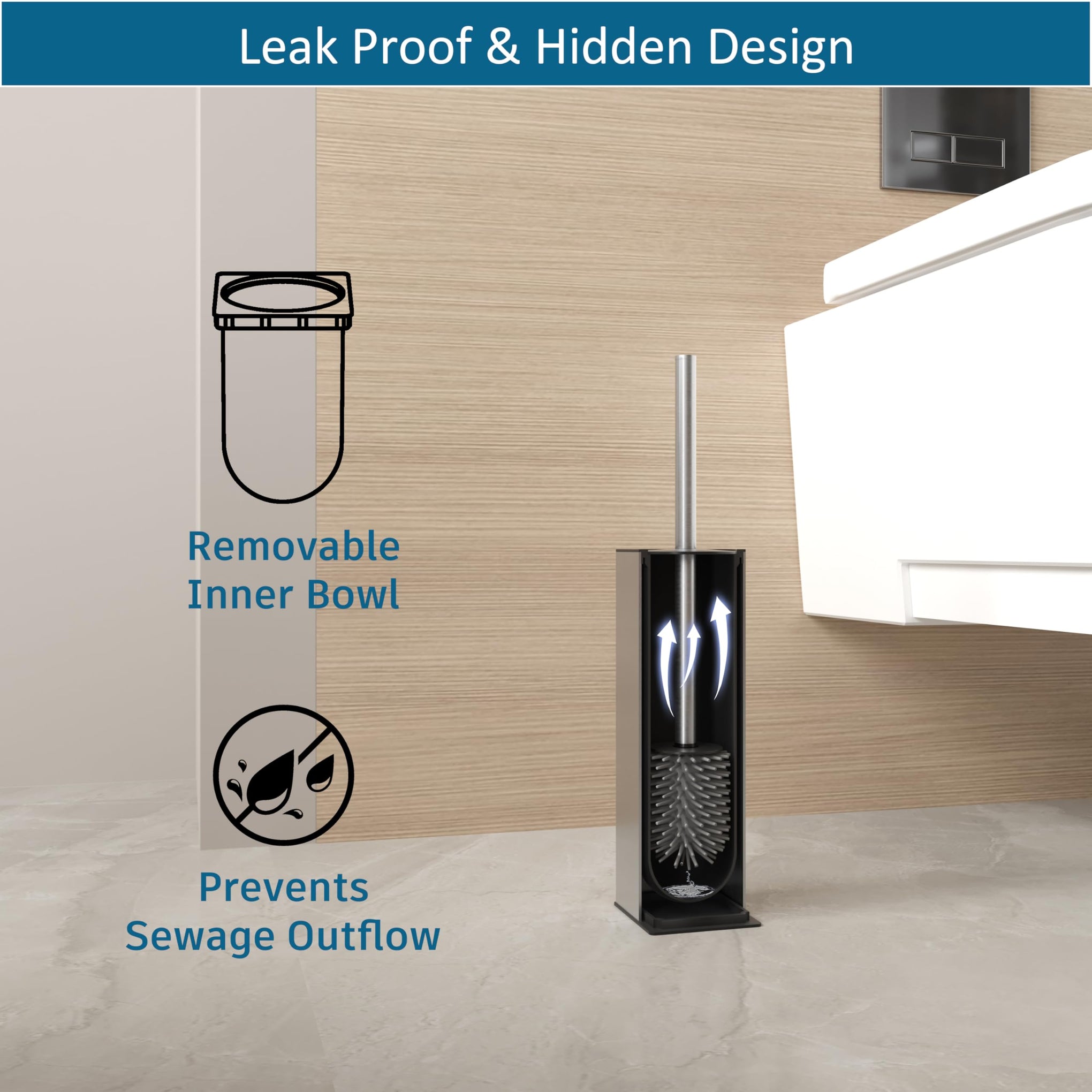 Toilet Brush and Holder Set Brushed Nickel Toilet Bowl Cleaner Brush Freestanding for Bathroom