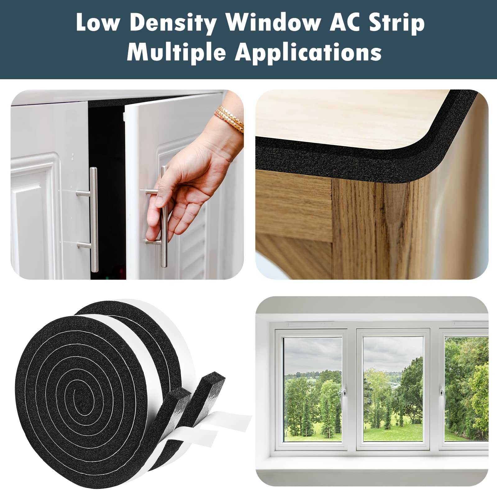 Weather Stripping Door Seal Window Air Conditoner Insulation Foam Seal Tape Black Open Cell Door Seal Strip