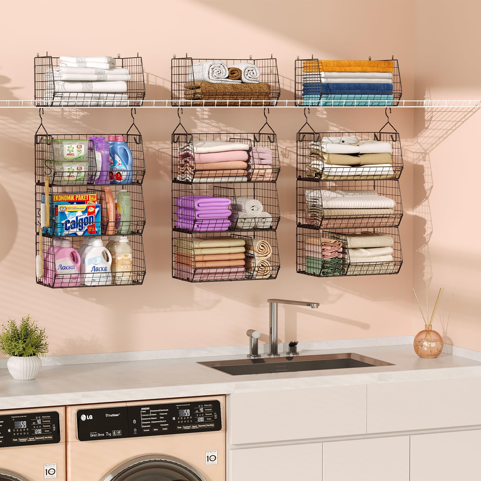 3 Tier Closet Hanging Shelves with Divider