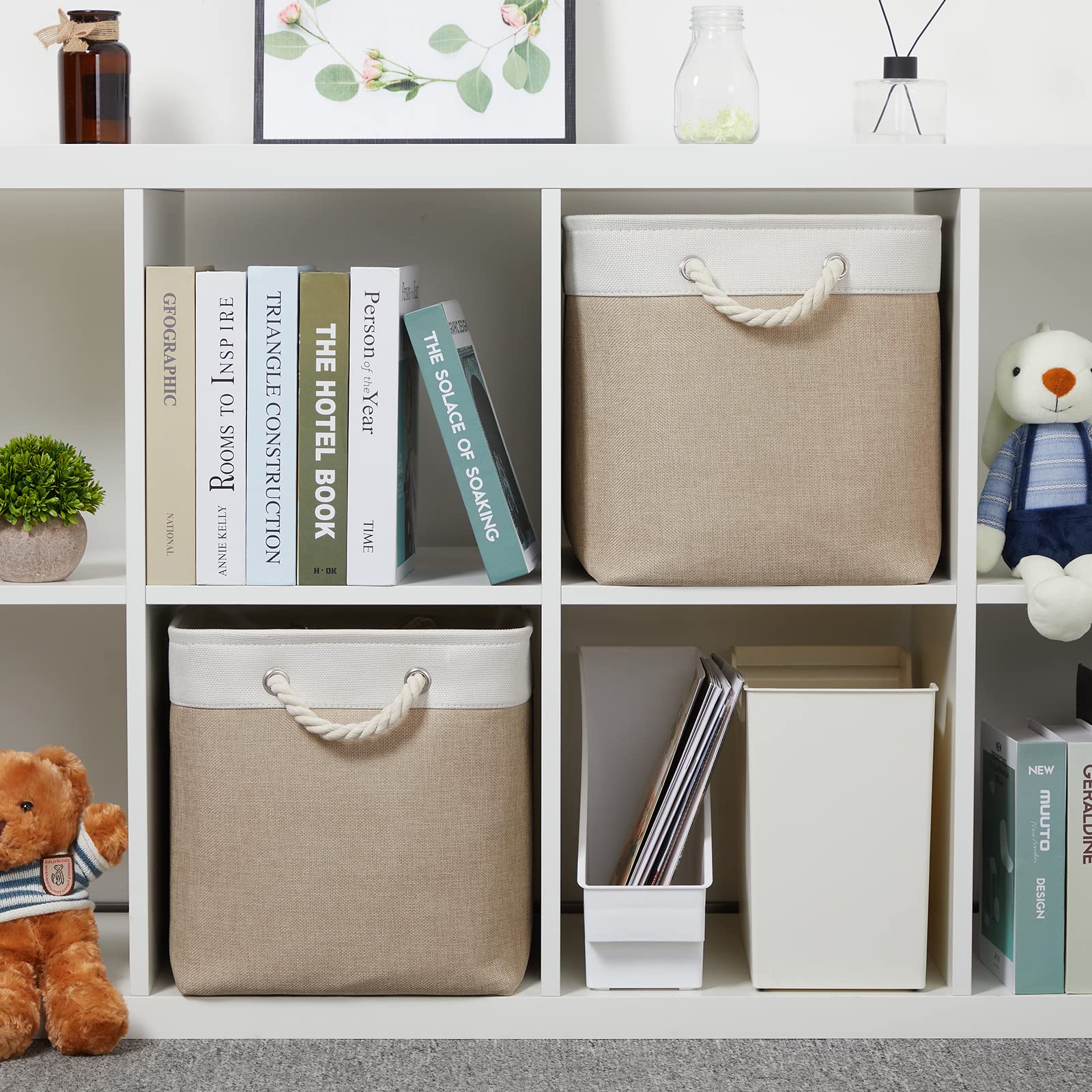 Fabric Storage Baskets 2 Pack Decorative Storage Bins Basket for Gifts Empty Shelf Baskets with Handles for Organizing Home Closet