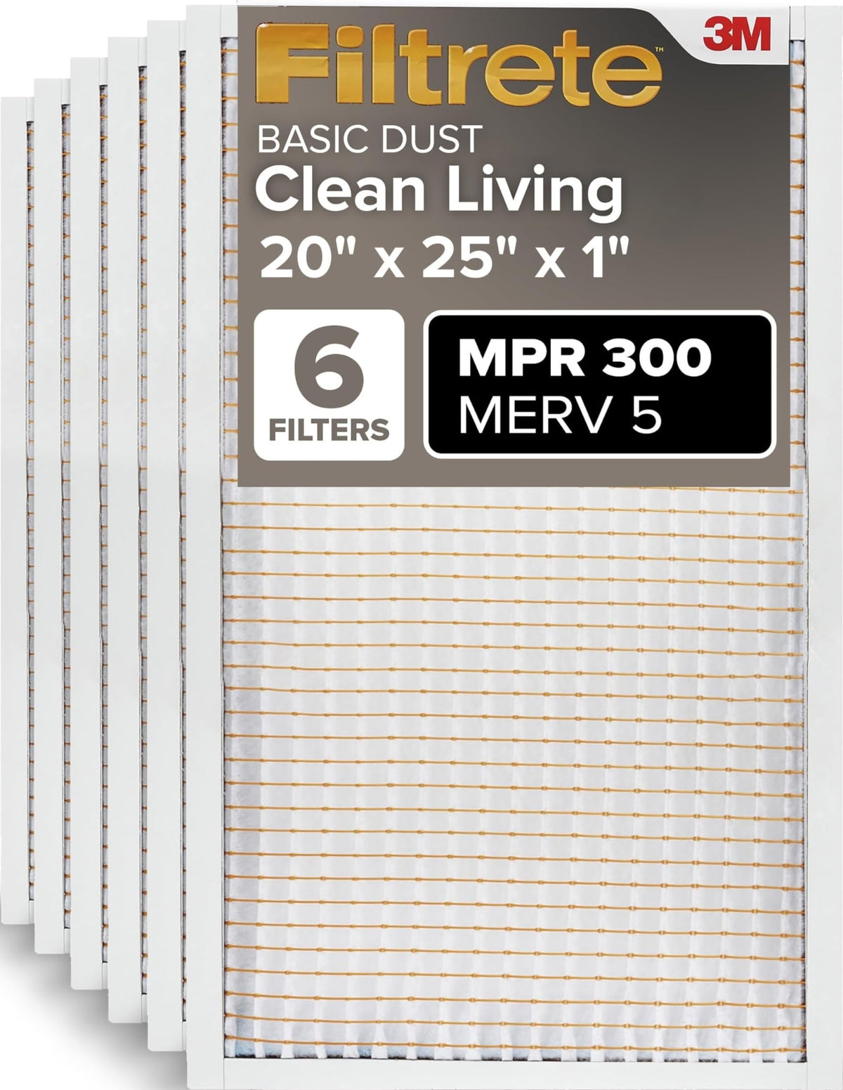 20x25x1 Air Filter MERV 5 (6 Count)