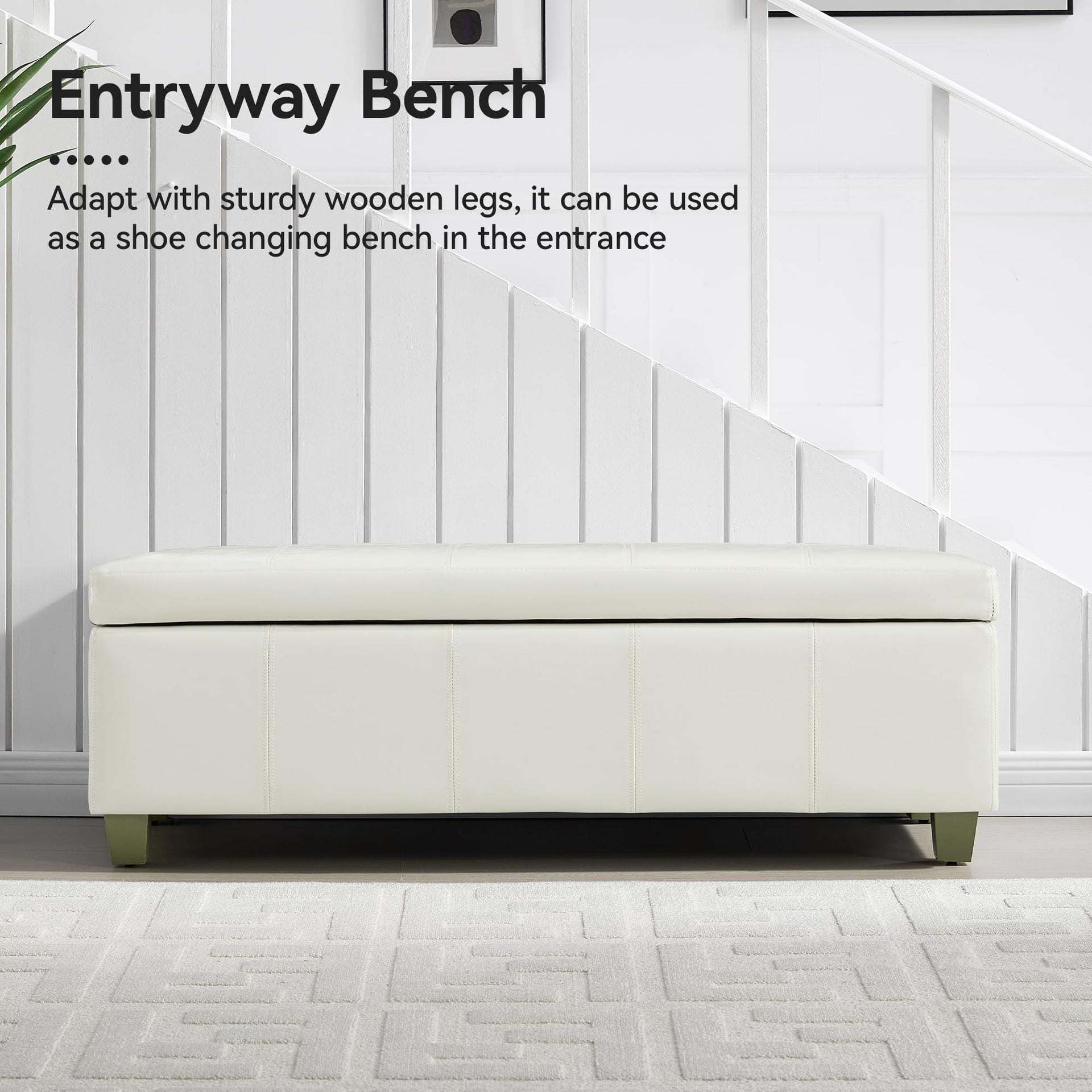 51" Faux Leather Storage Ottoman