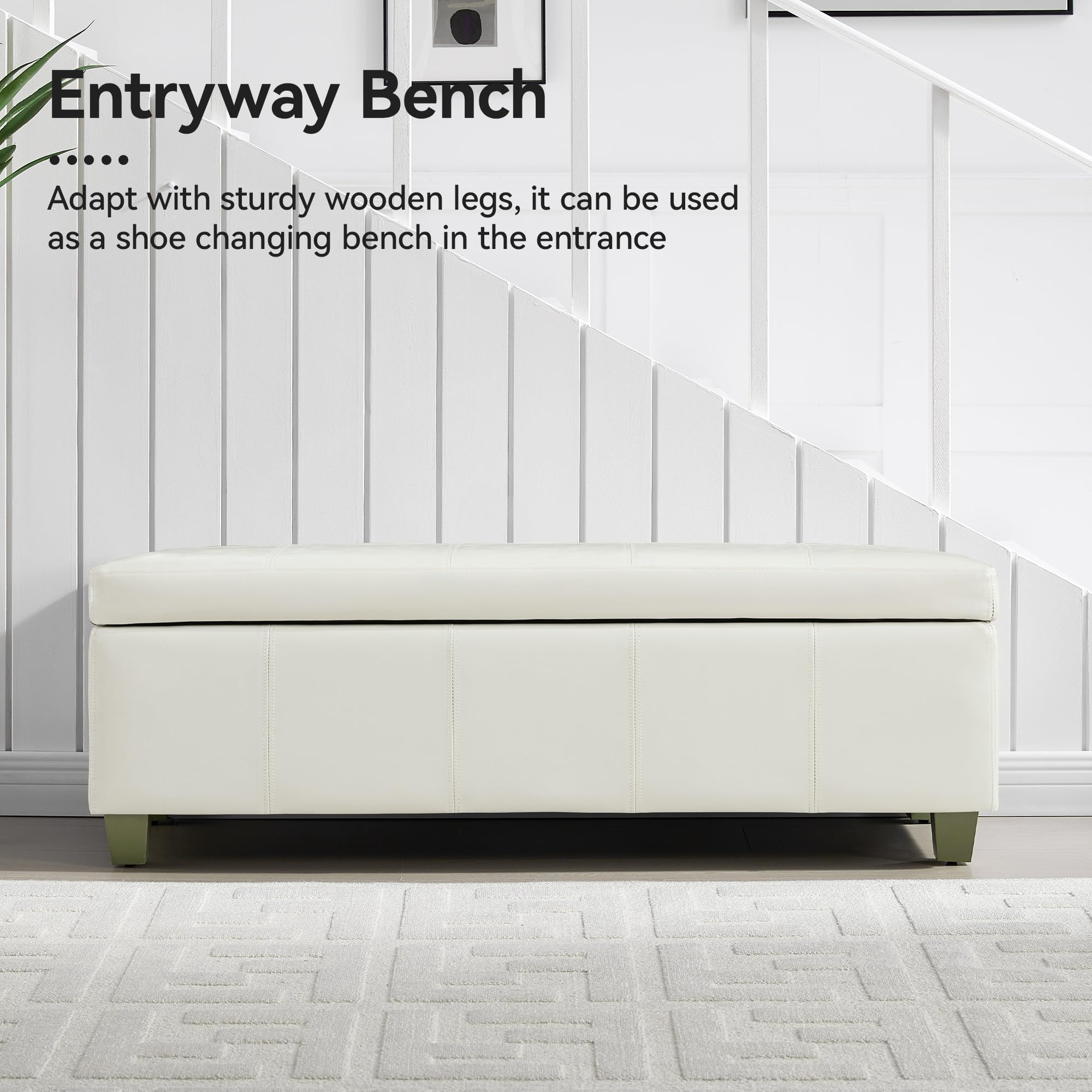 51" Faux Leather Storage Ottoman