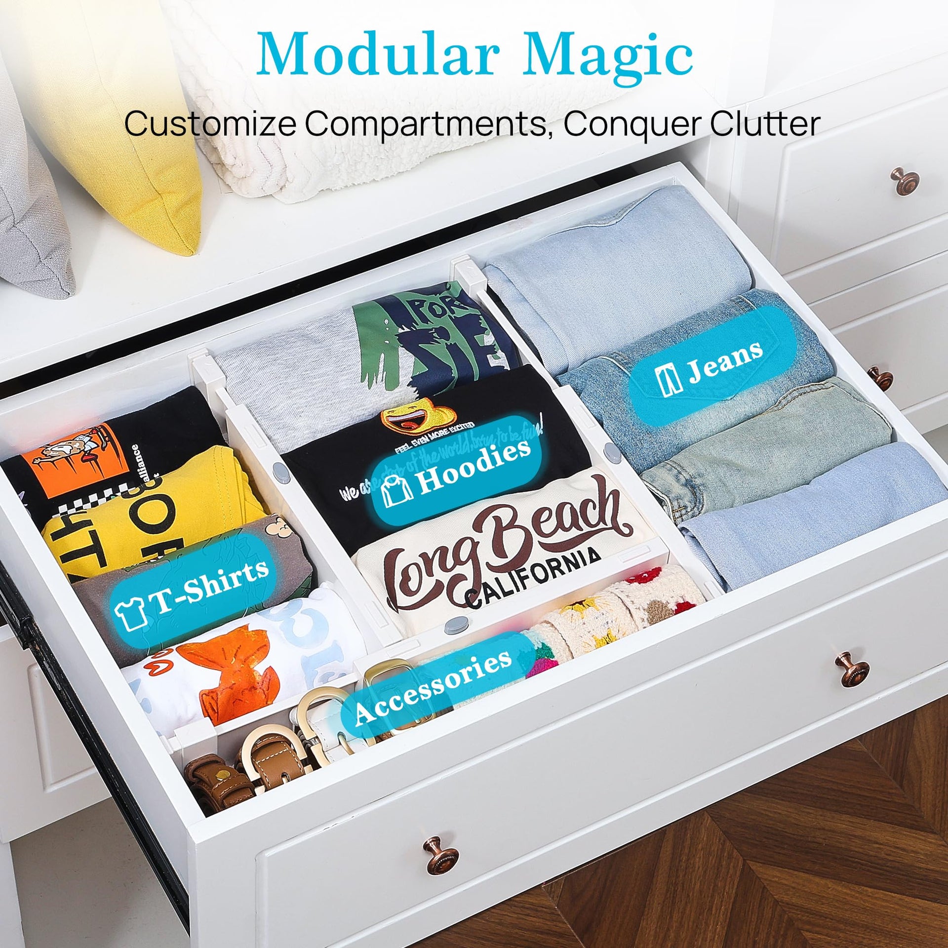 4" High Drawer Dividers for Clothes (12 Count)