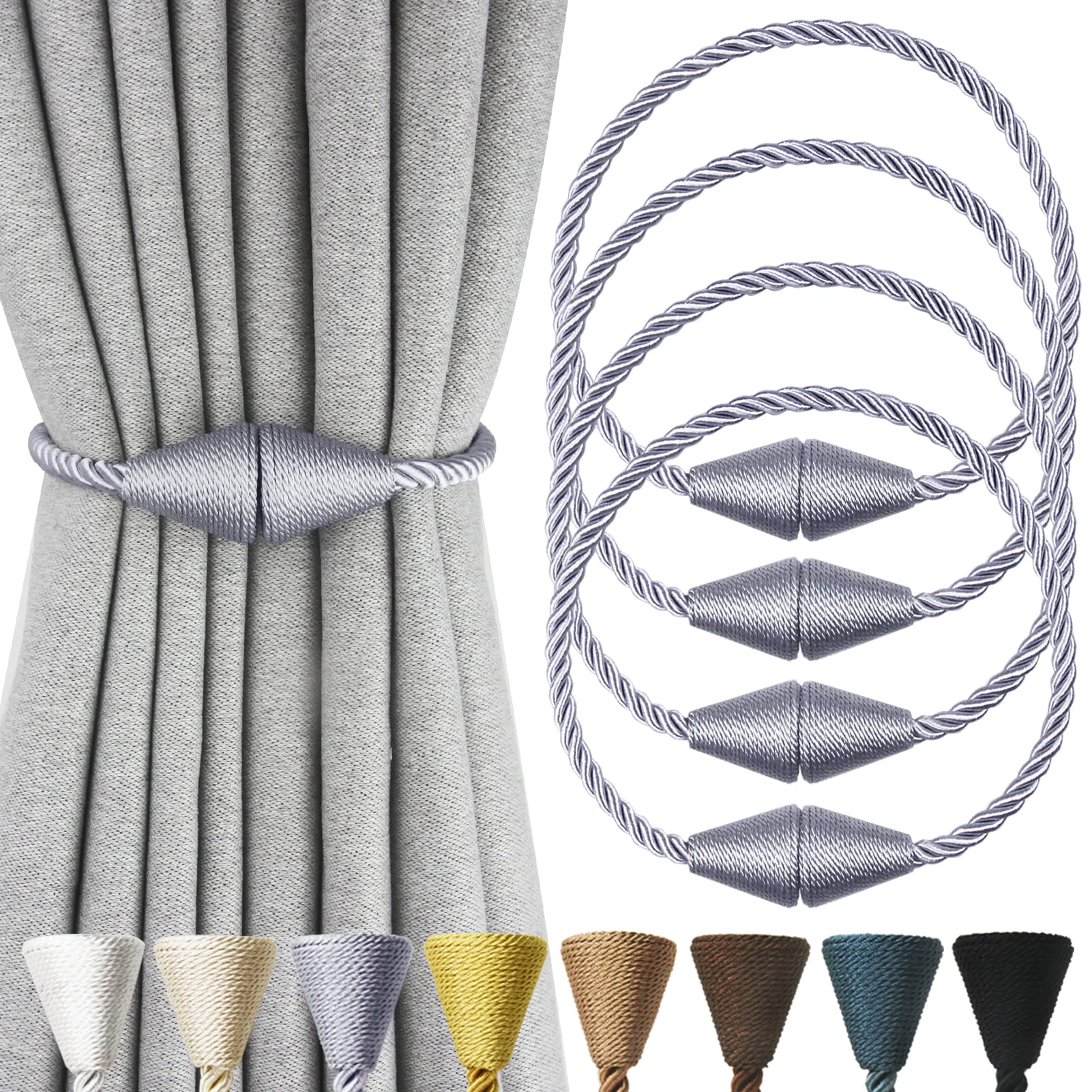 Magnetic Curtain Tiebacks Rope Decorative Holdbacks for Drapes Nieffeiy
