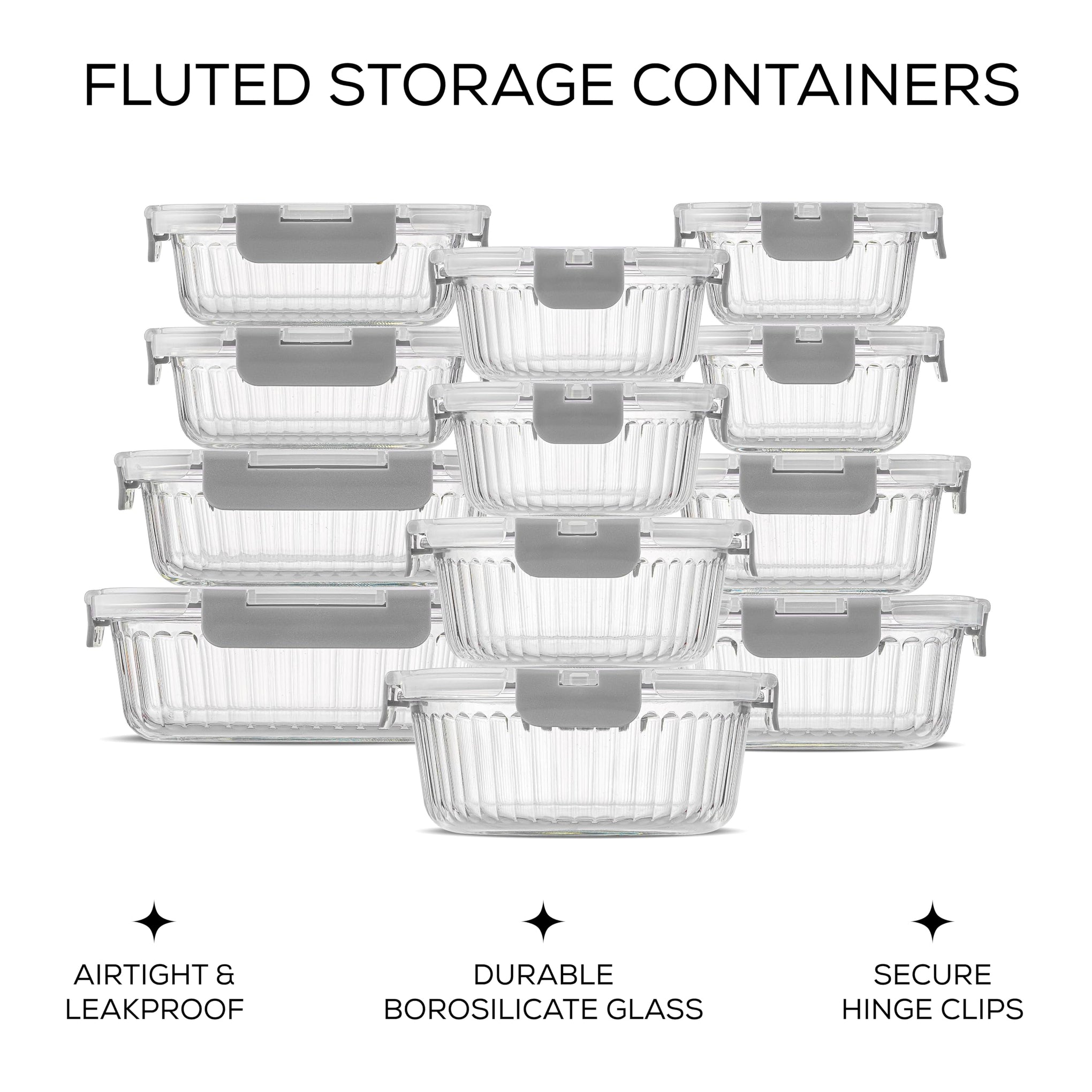 24pc Borosilicate Glass Storage Containers with Lids (24 Count)