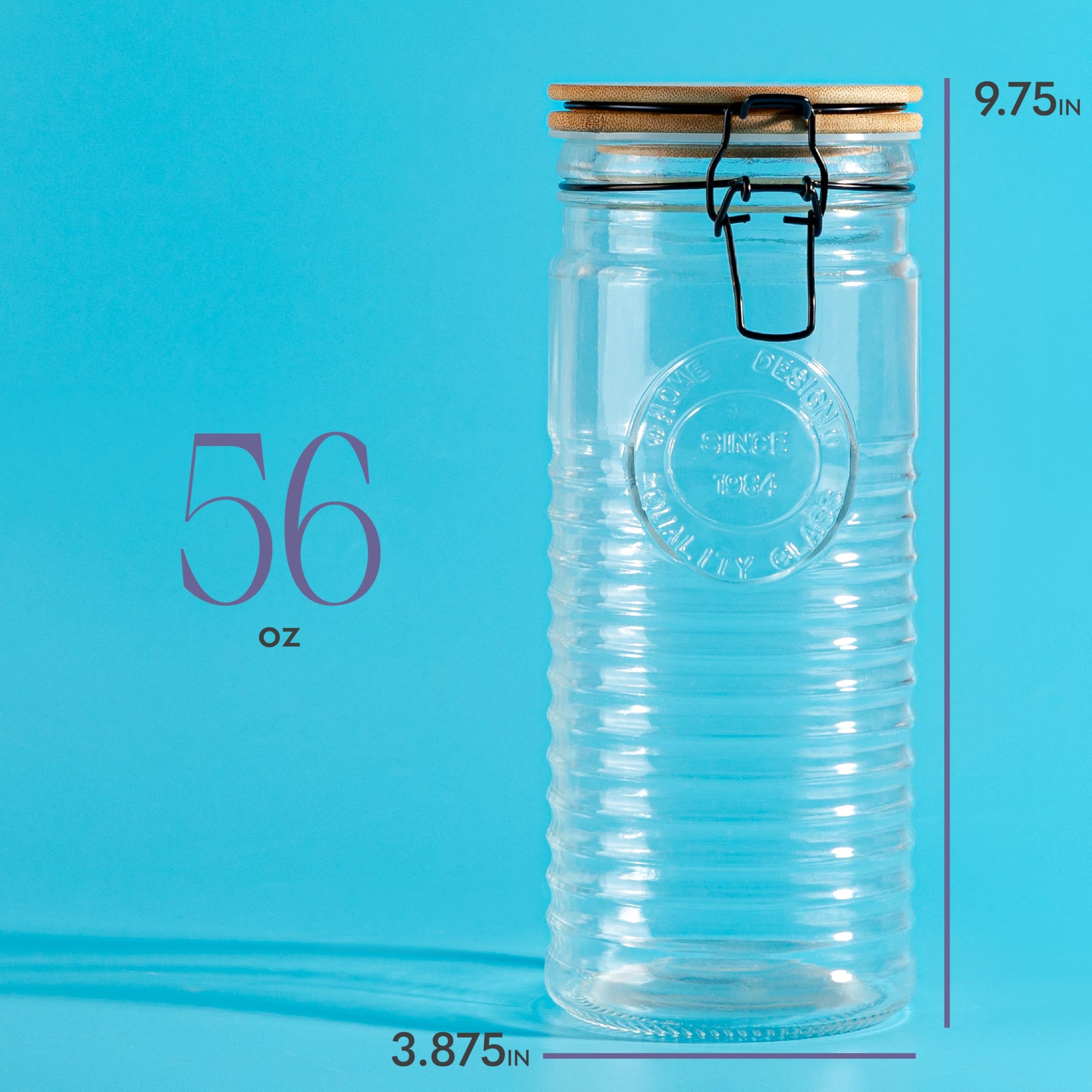 Tall Glass Pasta Storage Containers with Airtight Clasp Lids