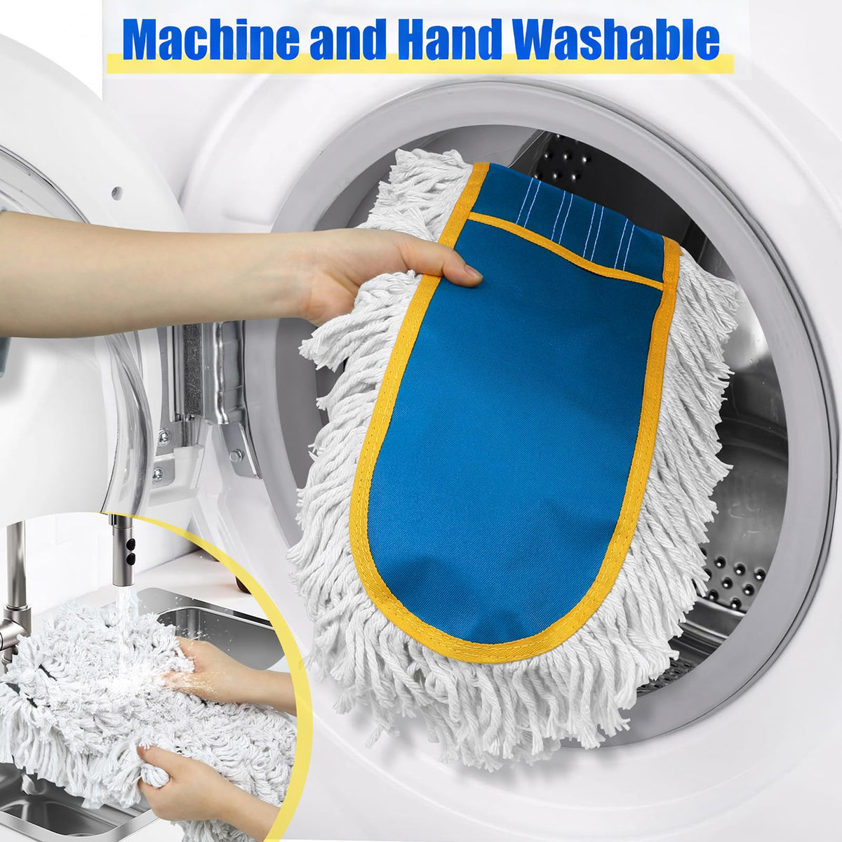 36" Commercial Dust Mop for Floor Cleaning with 2 Cotton Mop Pads (16 Ounce)