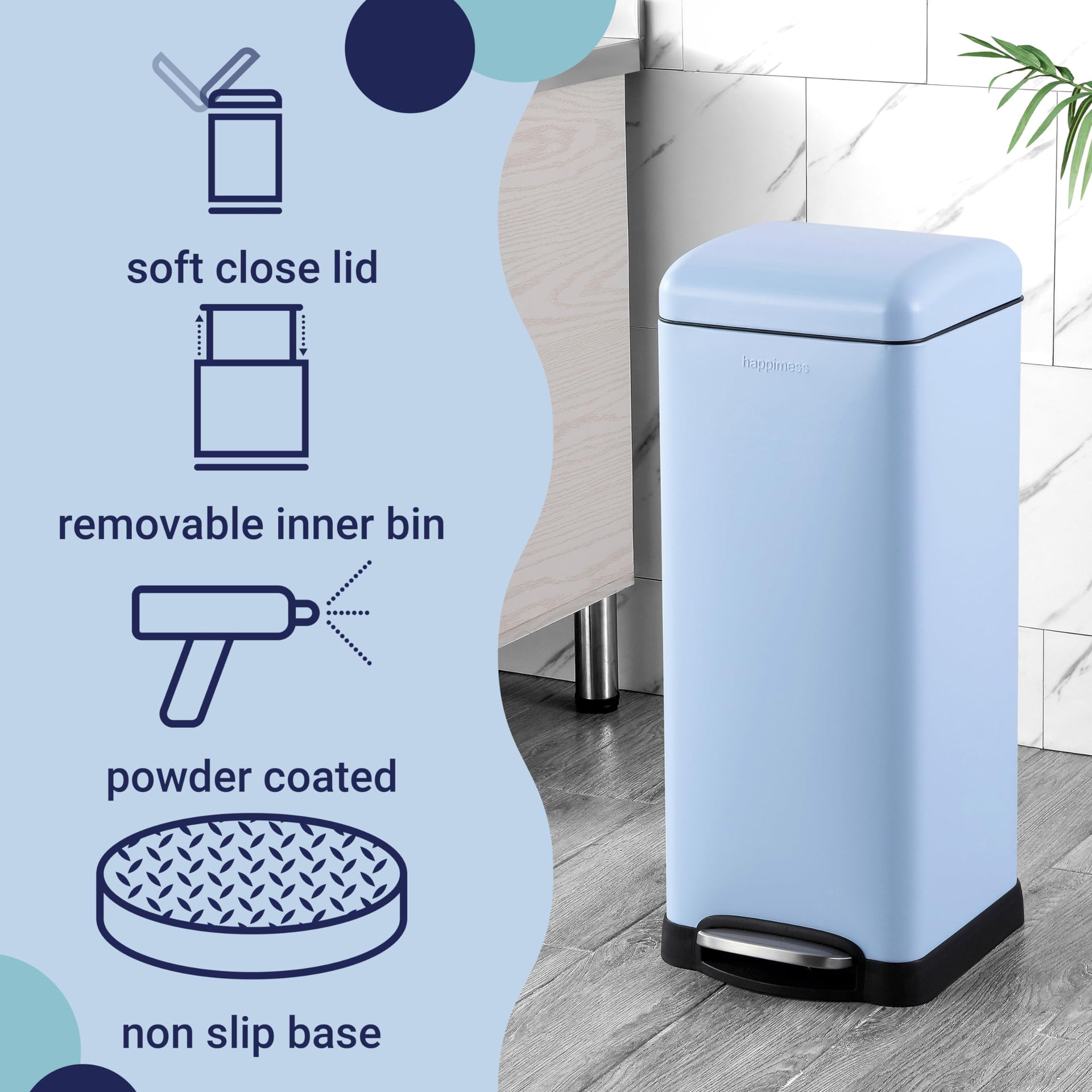 Betty 8 Gal Step Trash Can Soft