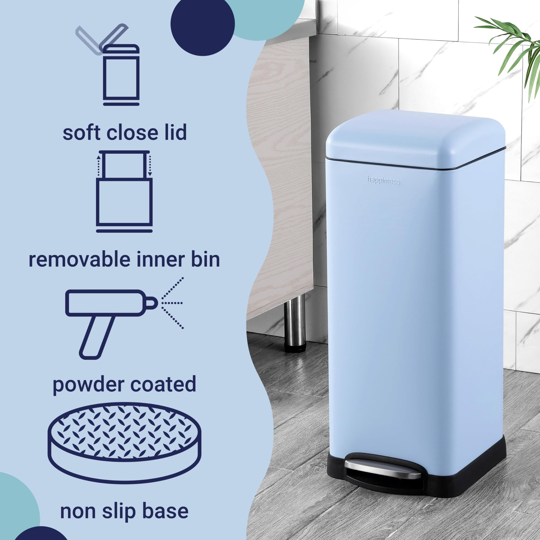 Betty 8 Gal Step Trash Can Soft