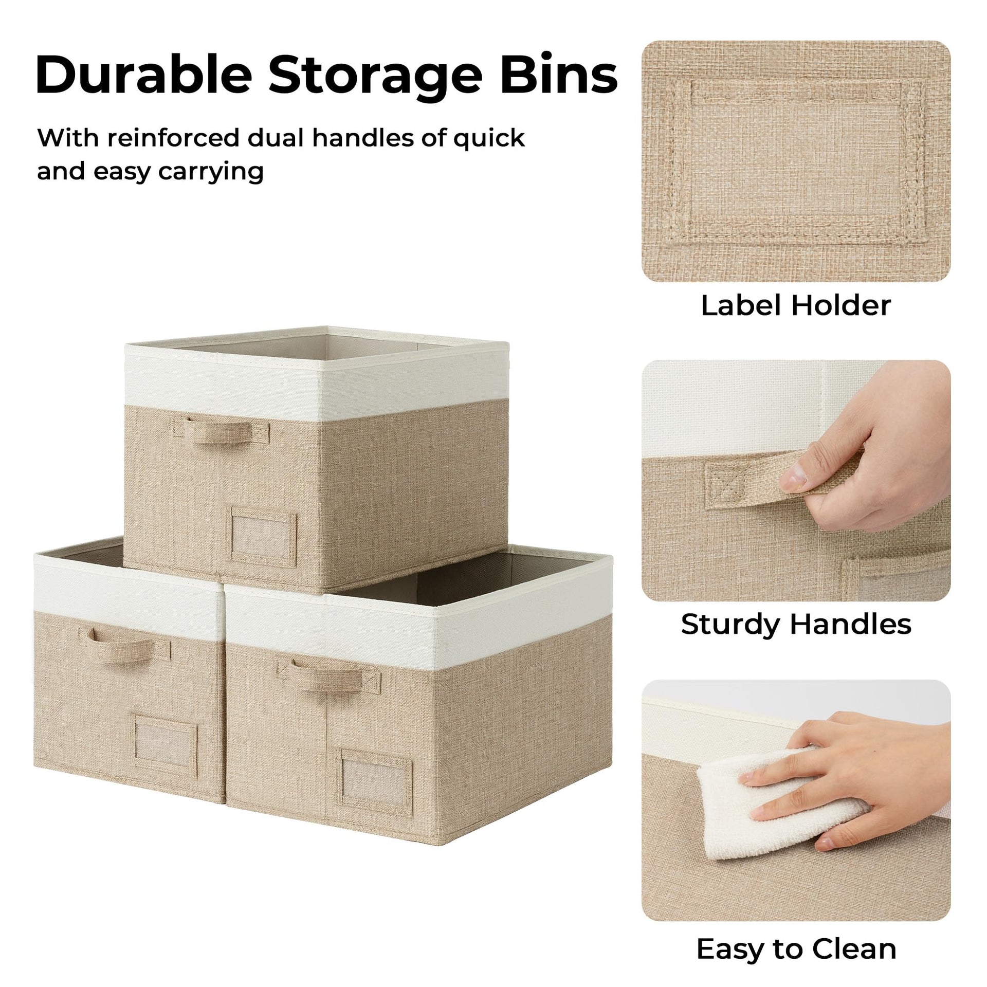 Closet Storage Bins with Label (3 Count)