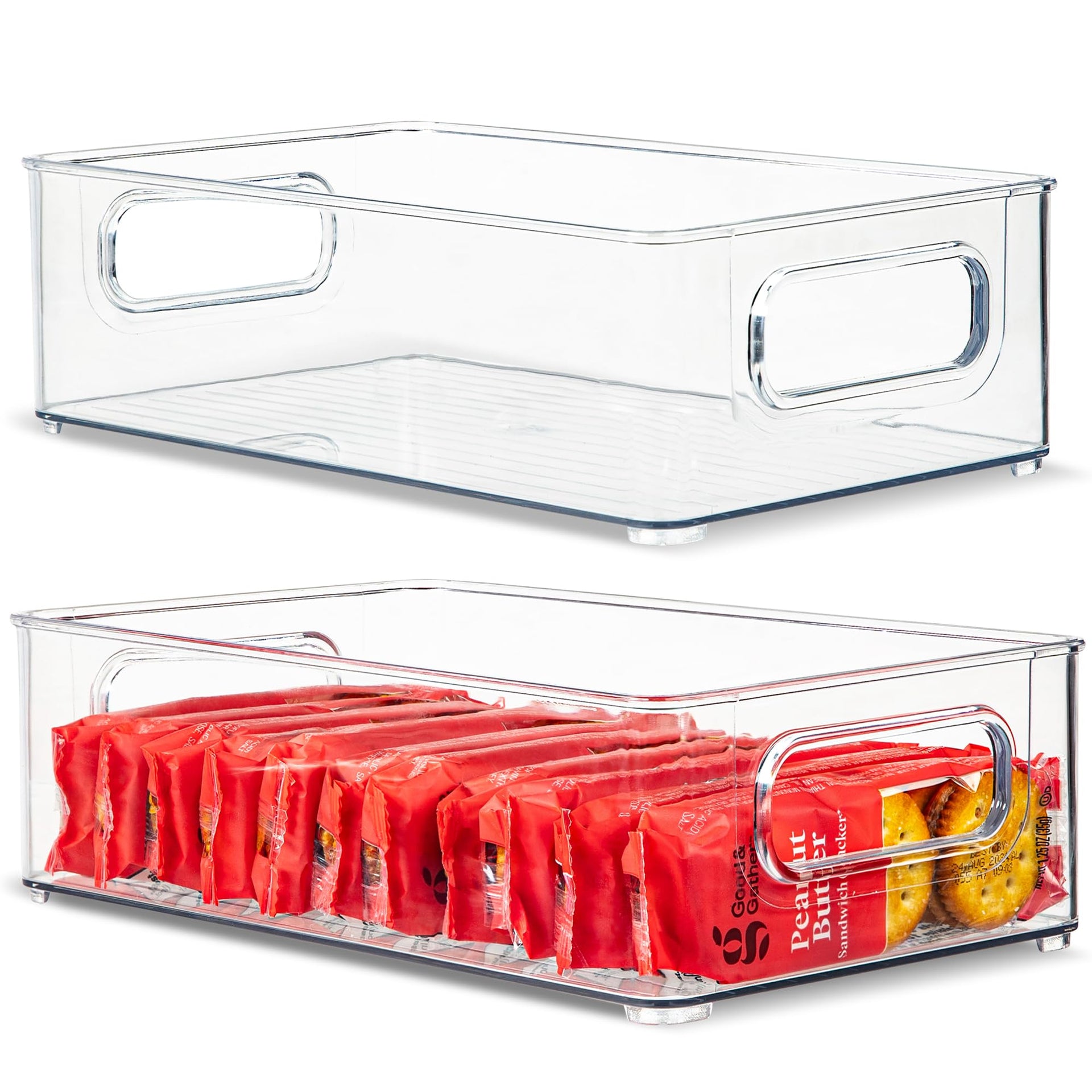 Plastic Food Storage 2 Pack Clear Container Bin with Handles for Organizing Kitchen (2 Count)