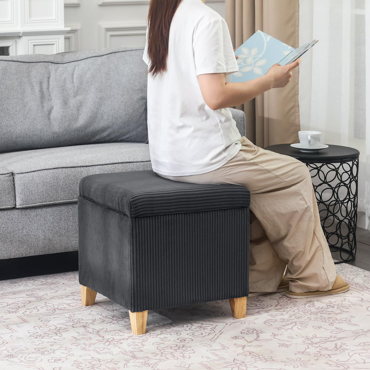 Faux Fur Storage Ottoman Cube