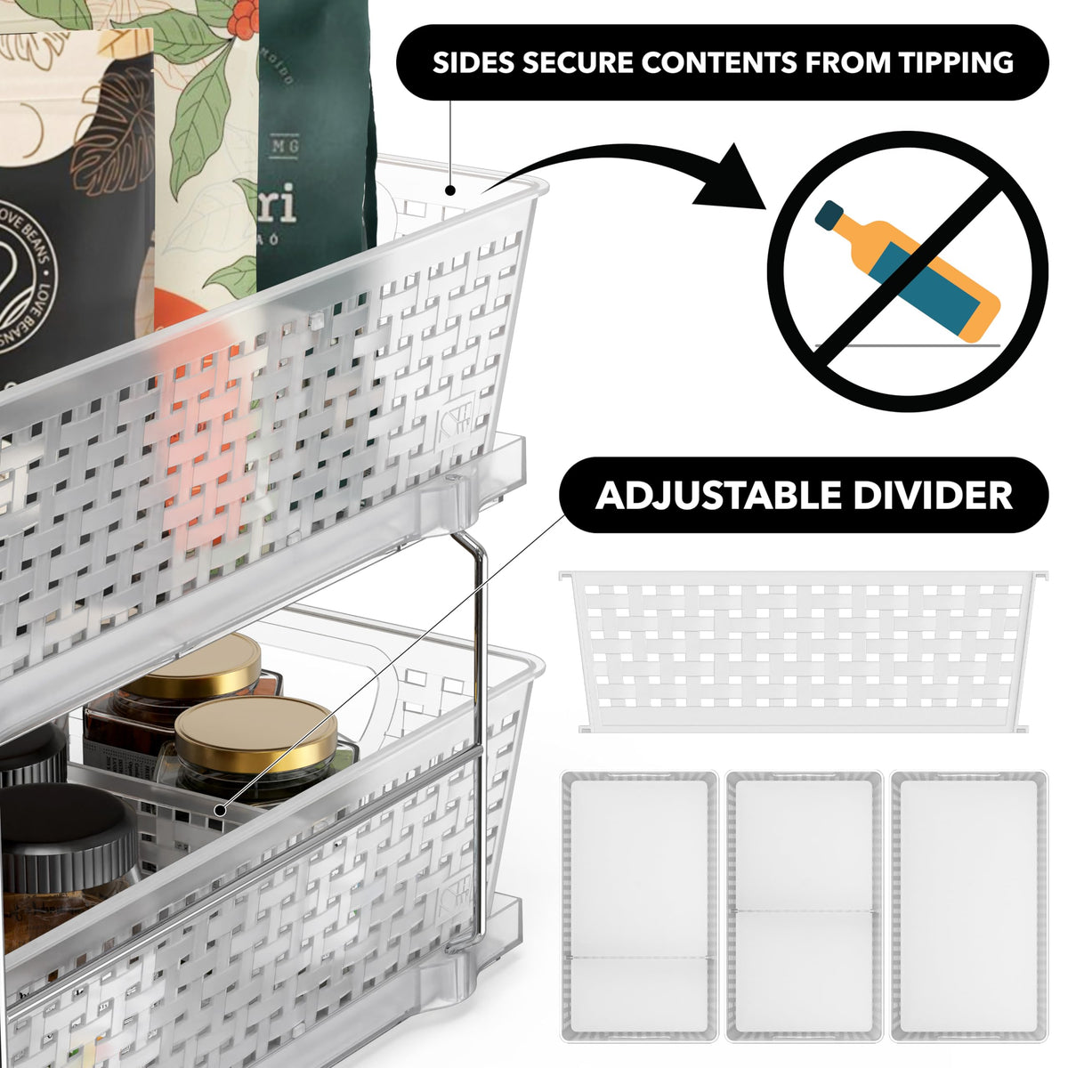 2 Tier Pull Out Sliding Drawer Under Sink Storage