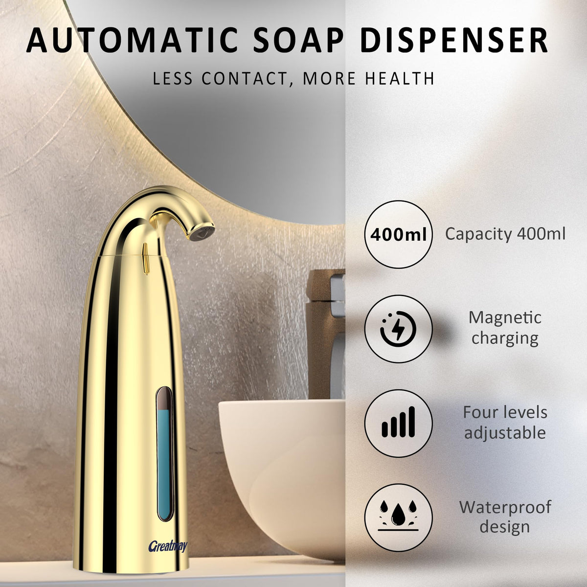 Touchless Automatic Soap Dispenser 400ml Rechargeable