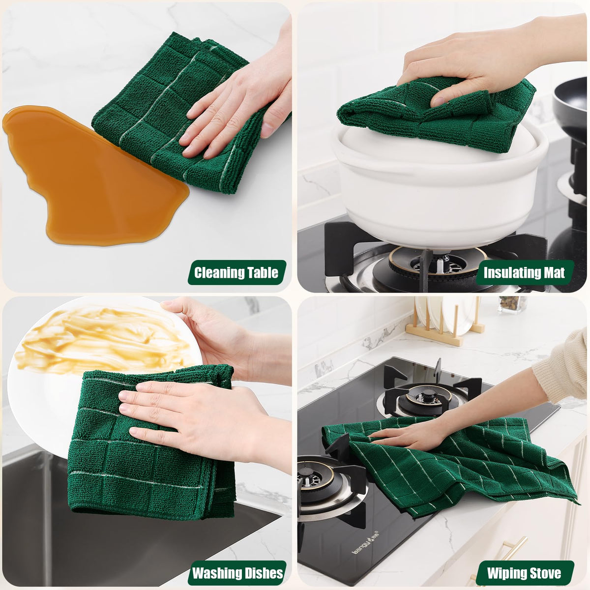Microfiber Kitchen Towels and Dishcloths Sets (12 Count)