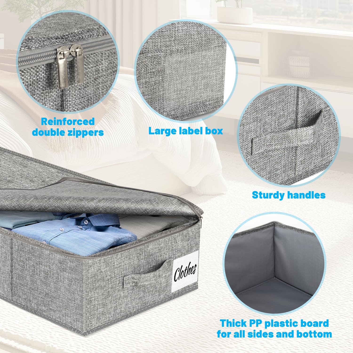 Under Bed Storage Container Bin 4 Pack (4 Count)