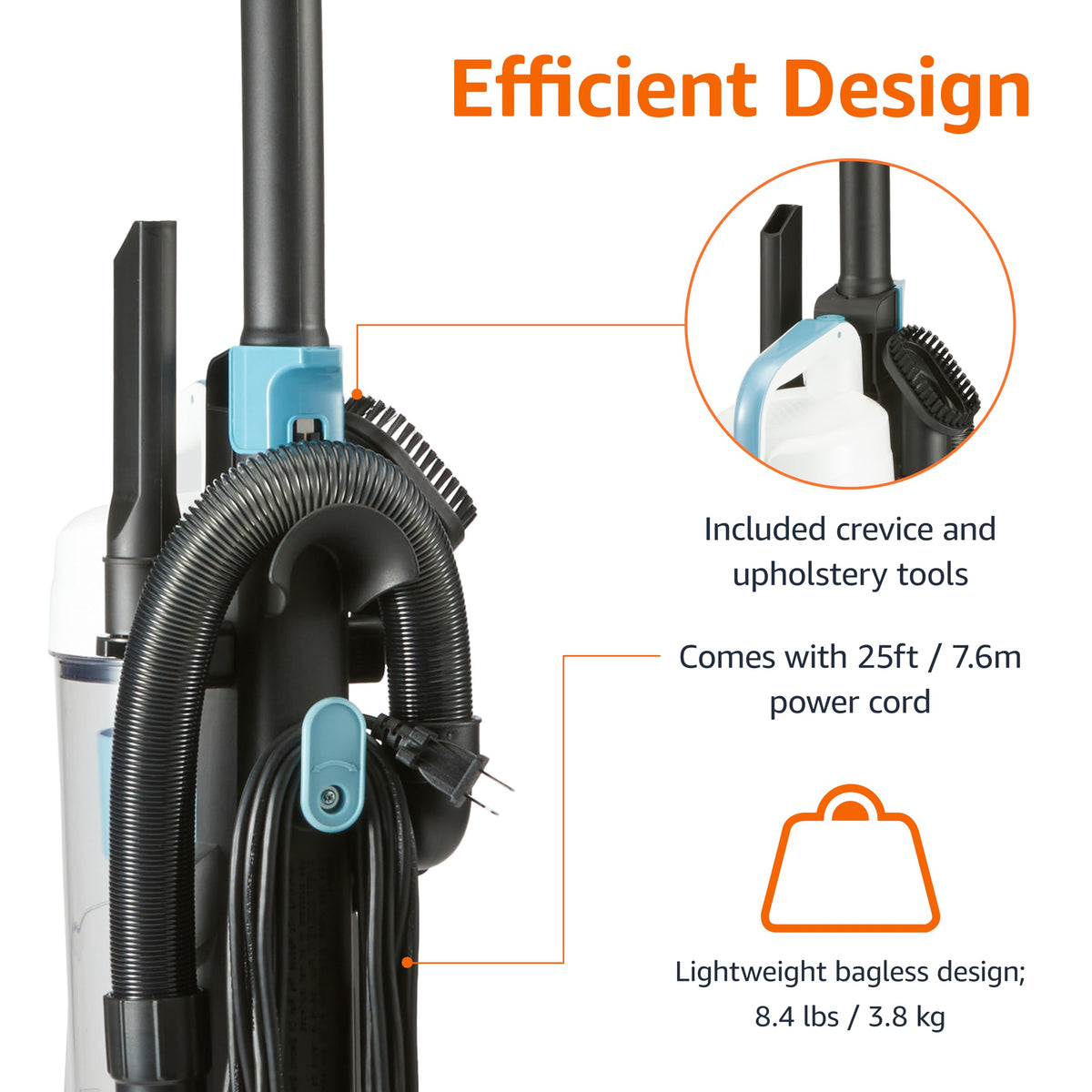 Upright Bagless Vacuum Cleaner for Carpet and Hard Floors
