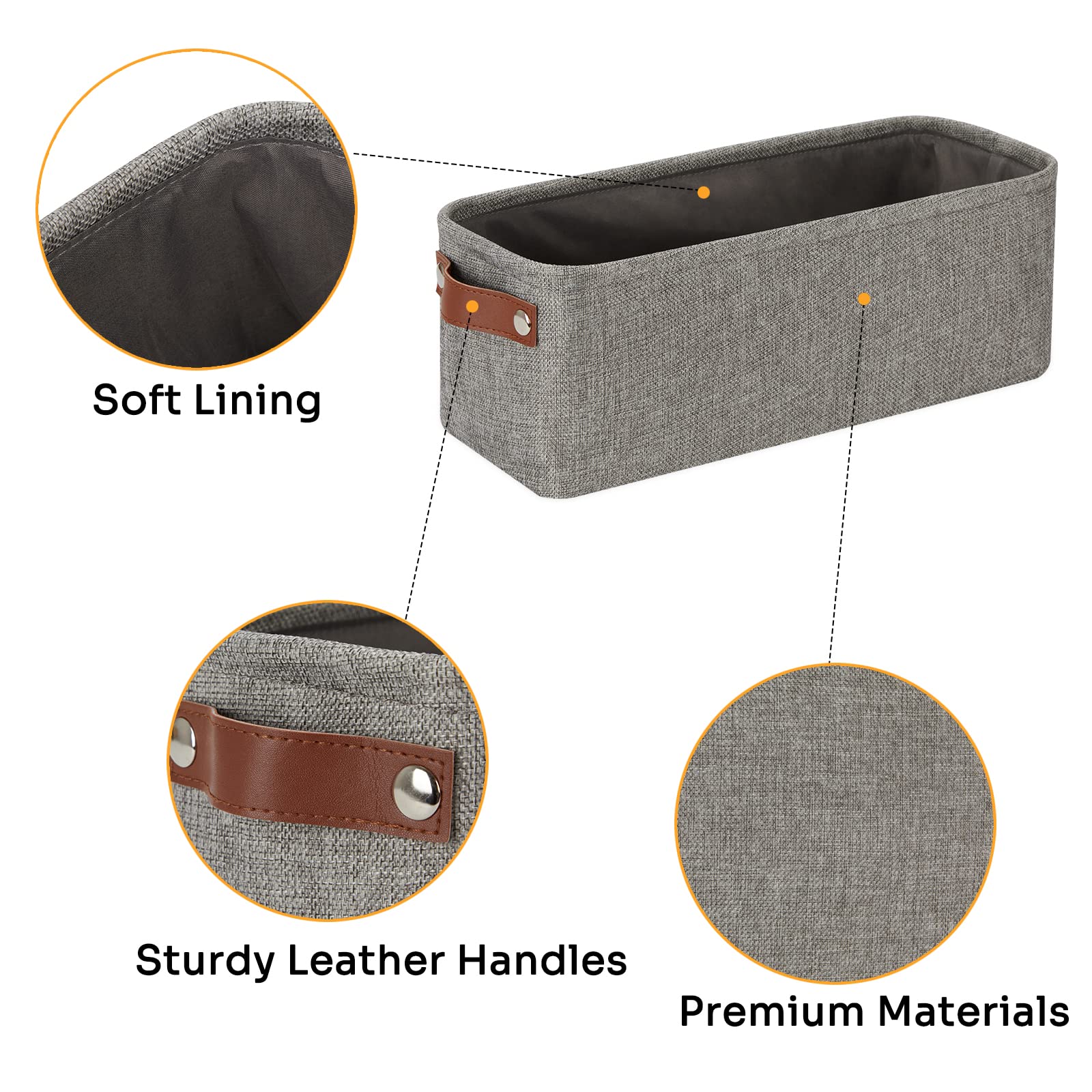 Soft Cotton Fabric Bathroom Storage Baskets 2 Pack Fabric Shelf Baskets for Gifts Empty Small Storage Organizer for Closet (2 Count)