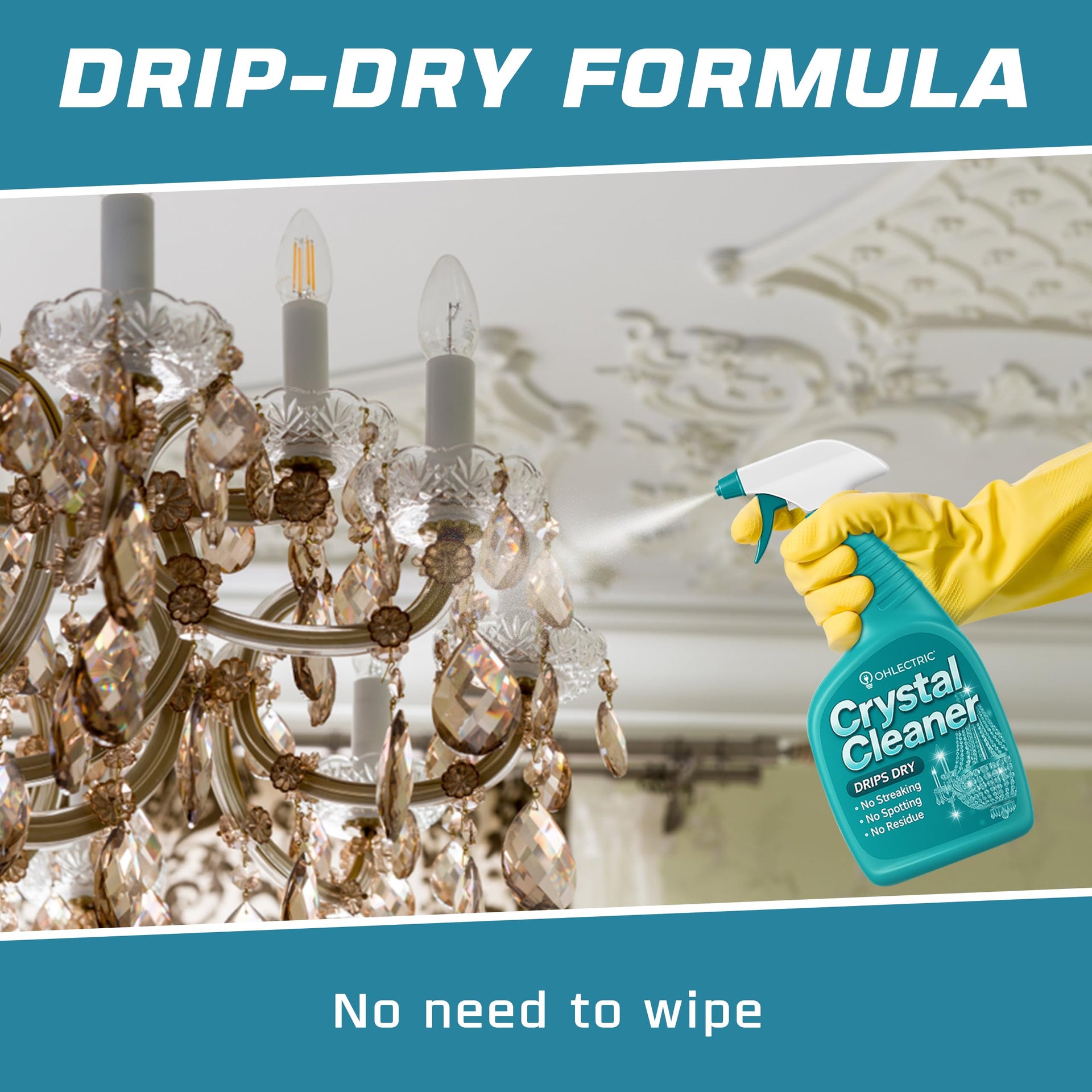 Crystal Chandelier Cleaner Spray Kit & Plastic Drop Cloth for Protection