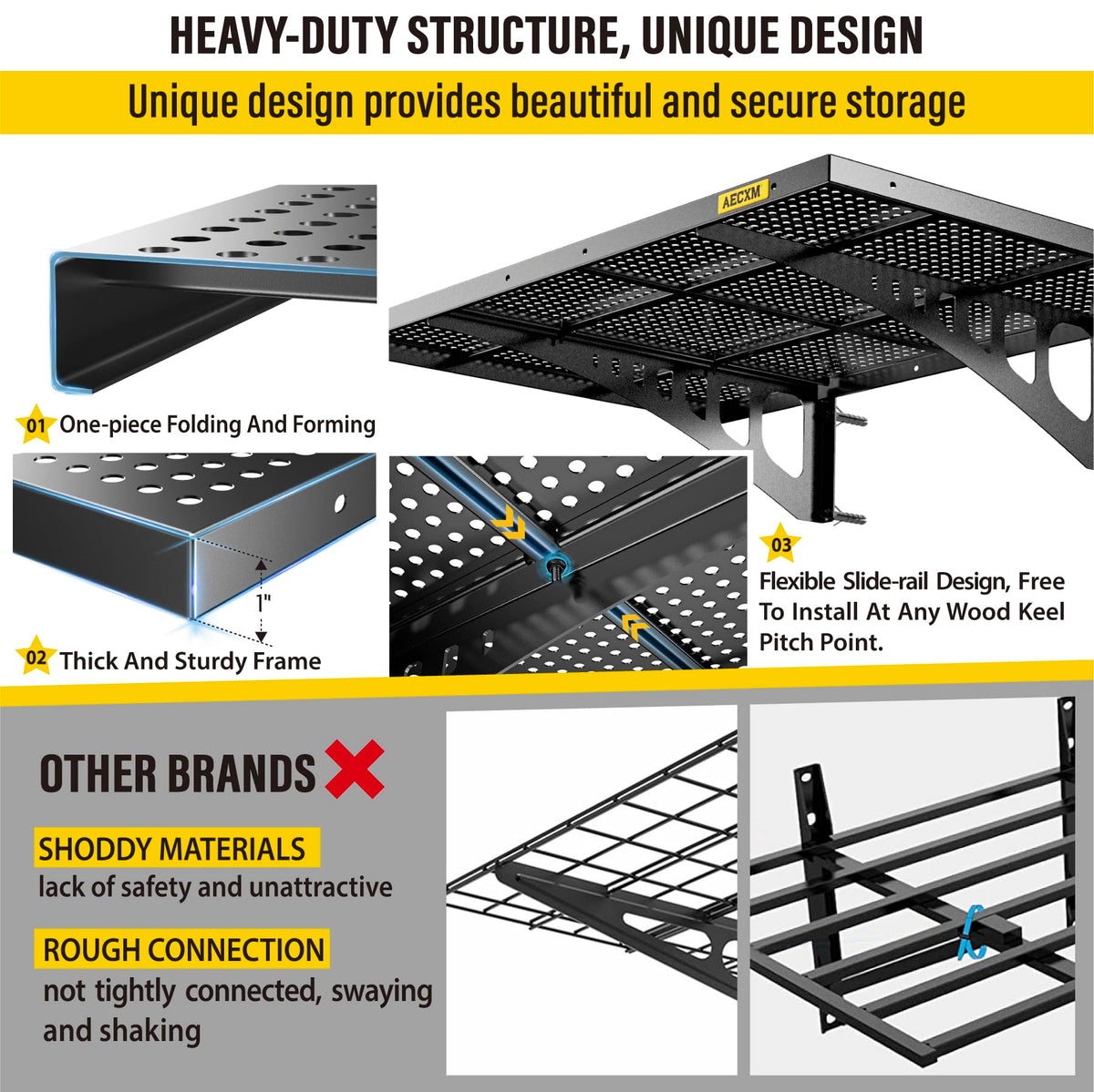 4 Pack 2x3ft Adjustable Garage Wall Shelving 1120lbs Load Capacity Heavy Duty Wall Mounted Storage Shelf Metal Floating Shelves for Garage (2 Count)