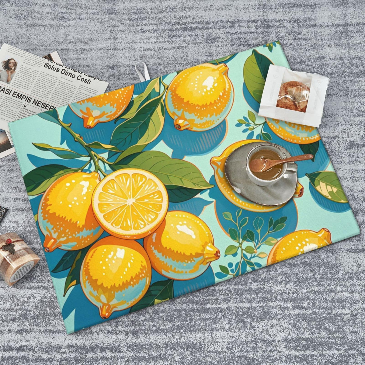 lemon Dish Drying Mat Highly Absorbent Double